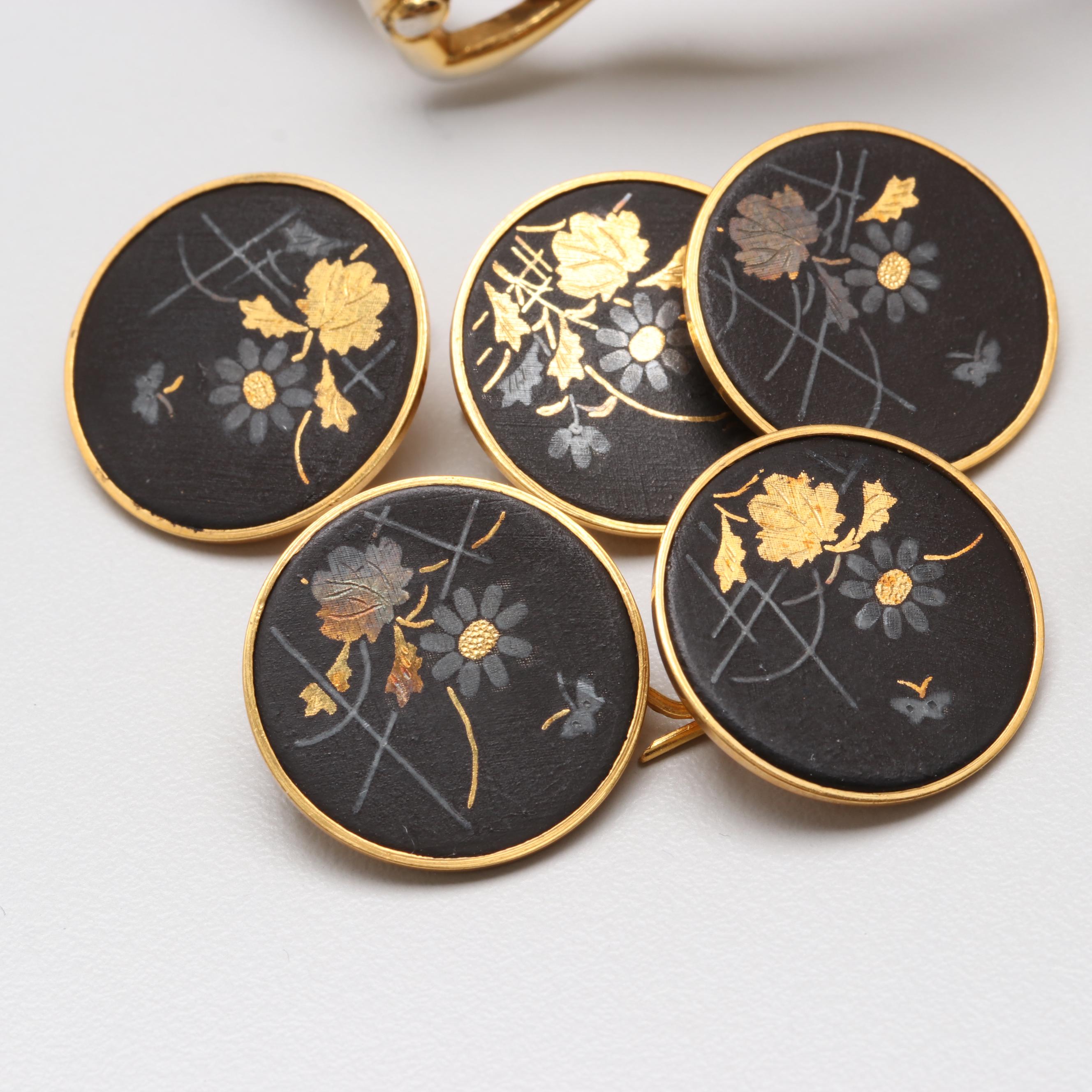 Gold Tone Enamel Bracelets, Cufflinks and Earring Assortment