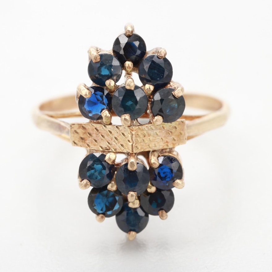 Vintage 10K Yellow Gold Blue Sapphire Ring