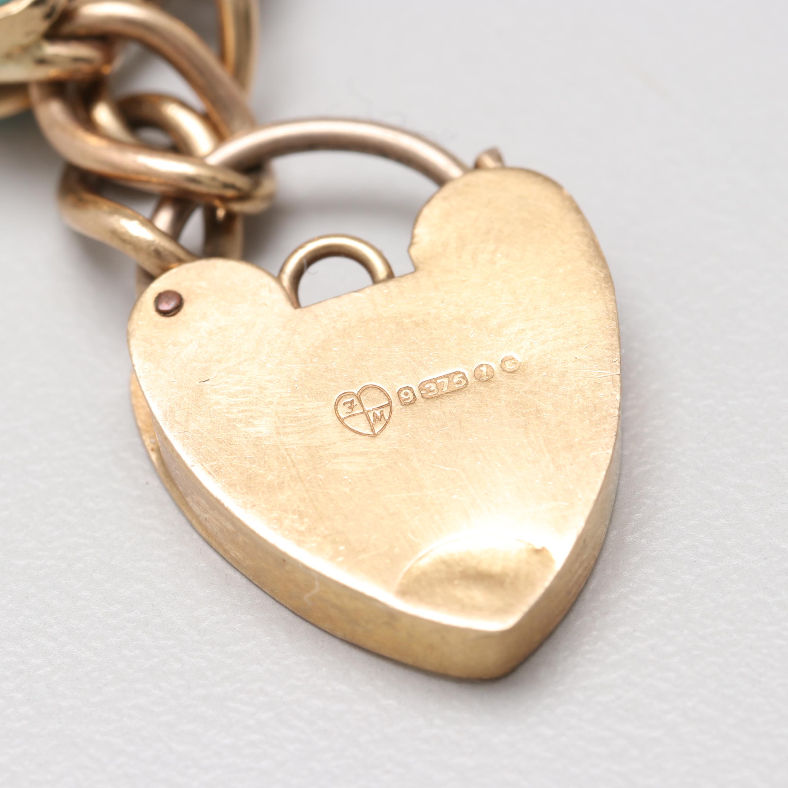 9K Gold and Turquoise Heart Bracelet