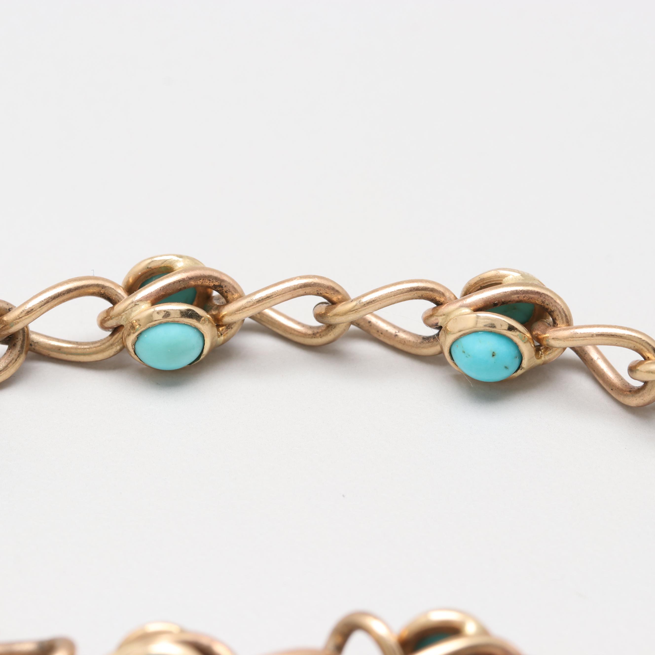 9K Gold and Turquoise Heart Bracelet