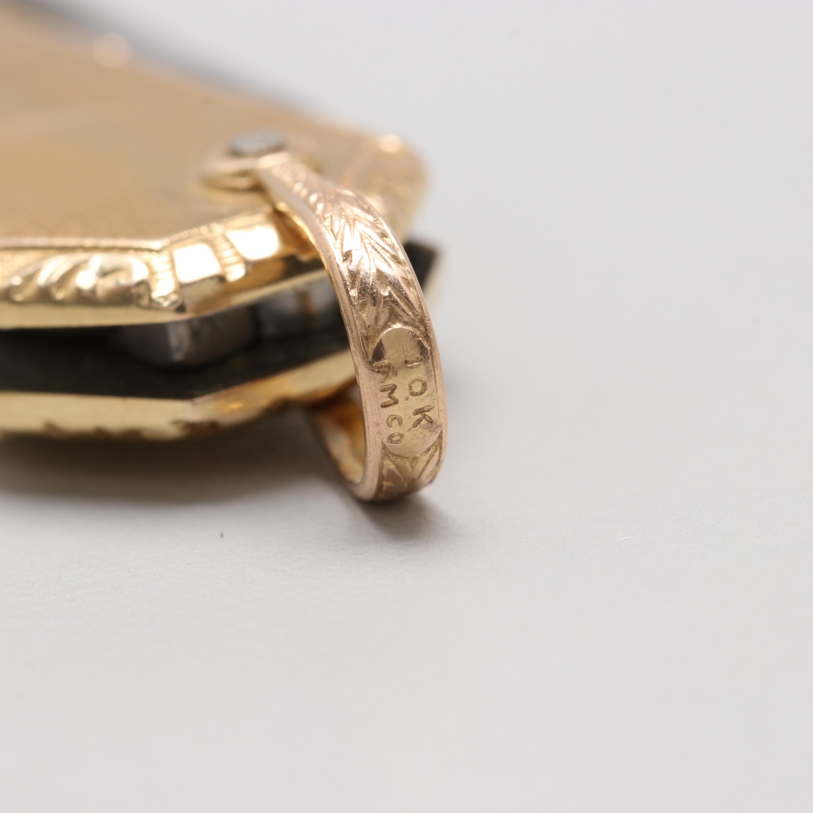 10K Yellow Gold Victorian Pocket Knife Pendant with Stainless Steel Blades