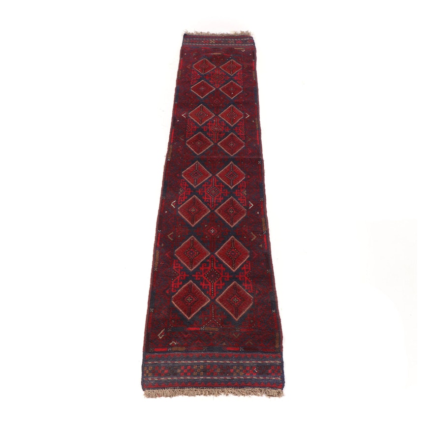 Hand-Knotted and Embroidered Baluch Mashwani Wool Runner