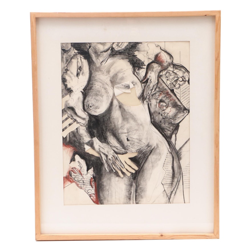 Dan Mader Mixed Media Drawing of Female Nude