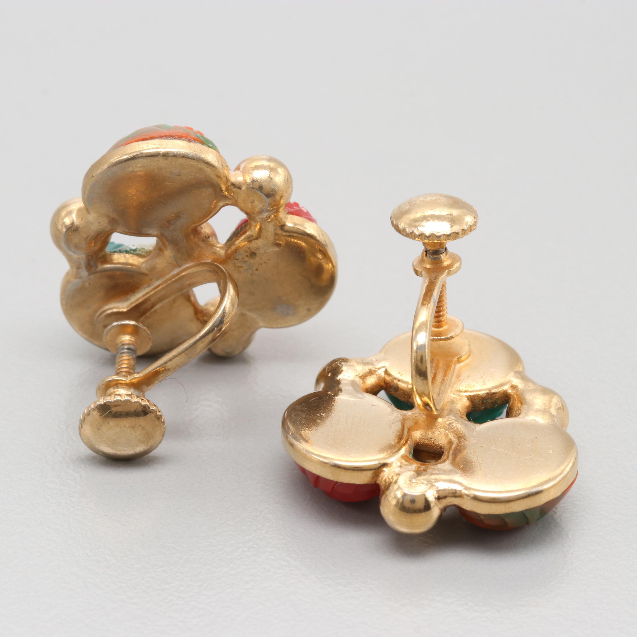 Vintage Carved Semi-Precious Scarab Bracelets and Earrings