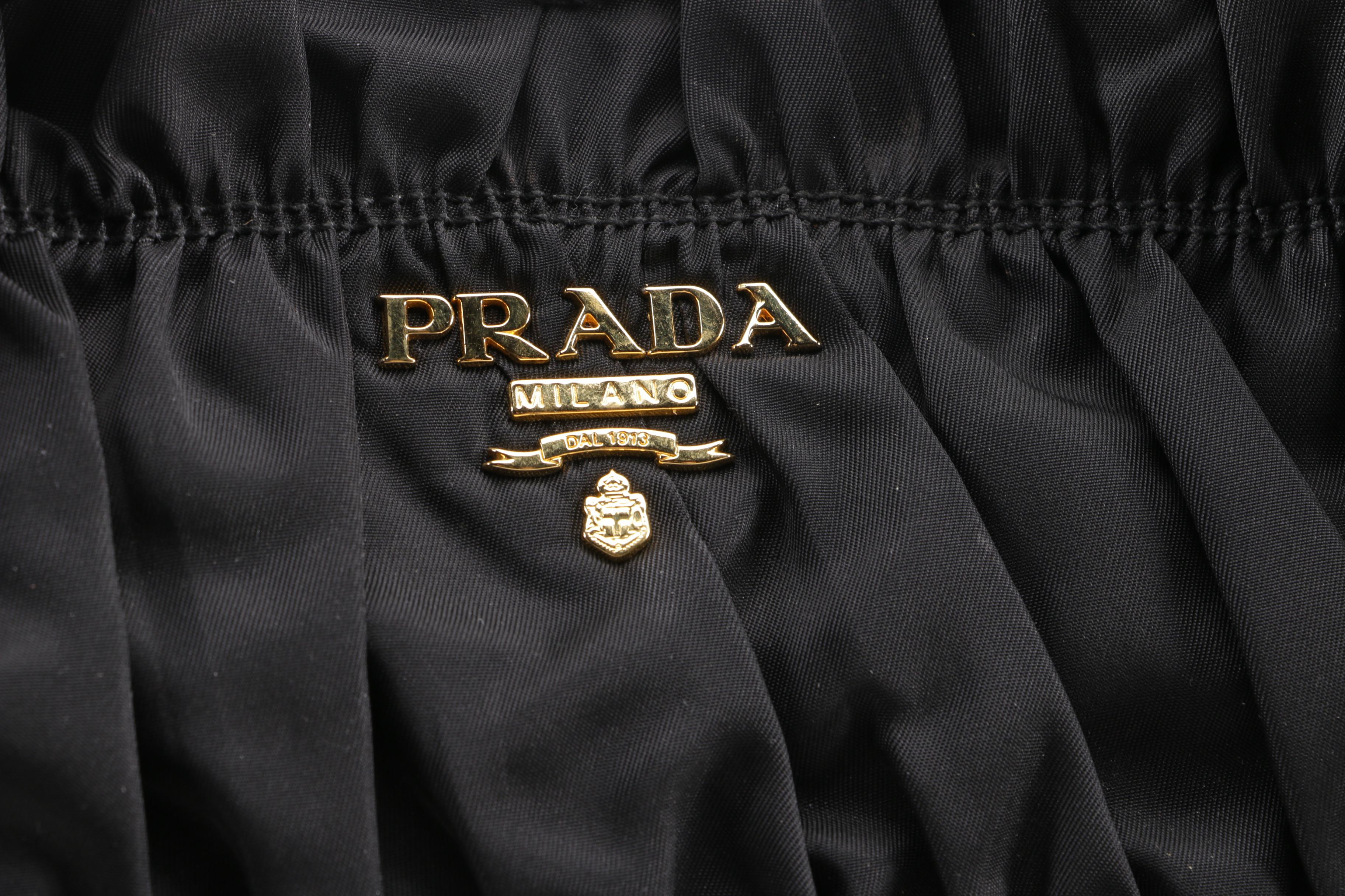 Prada Black Ruched Nylon Handbag