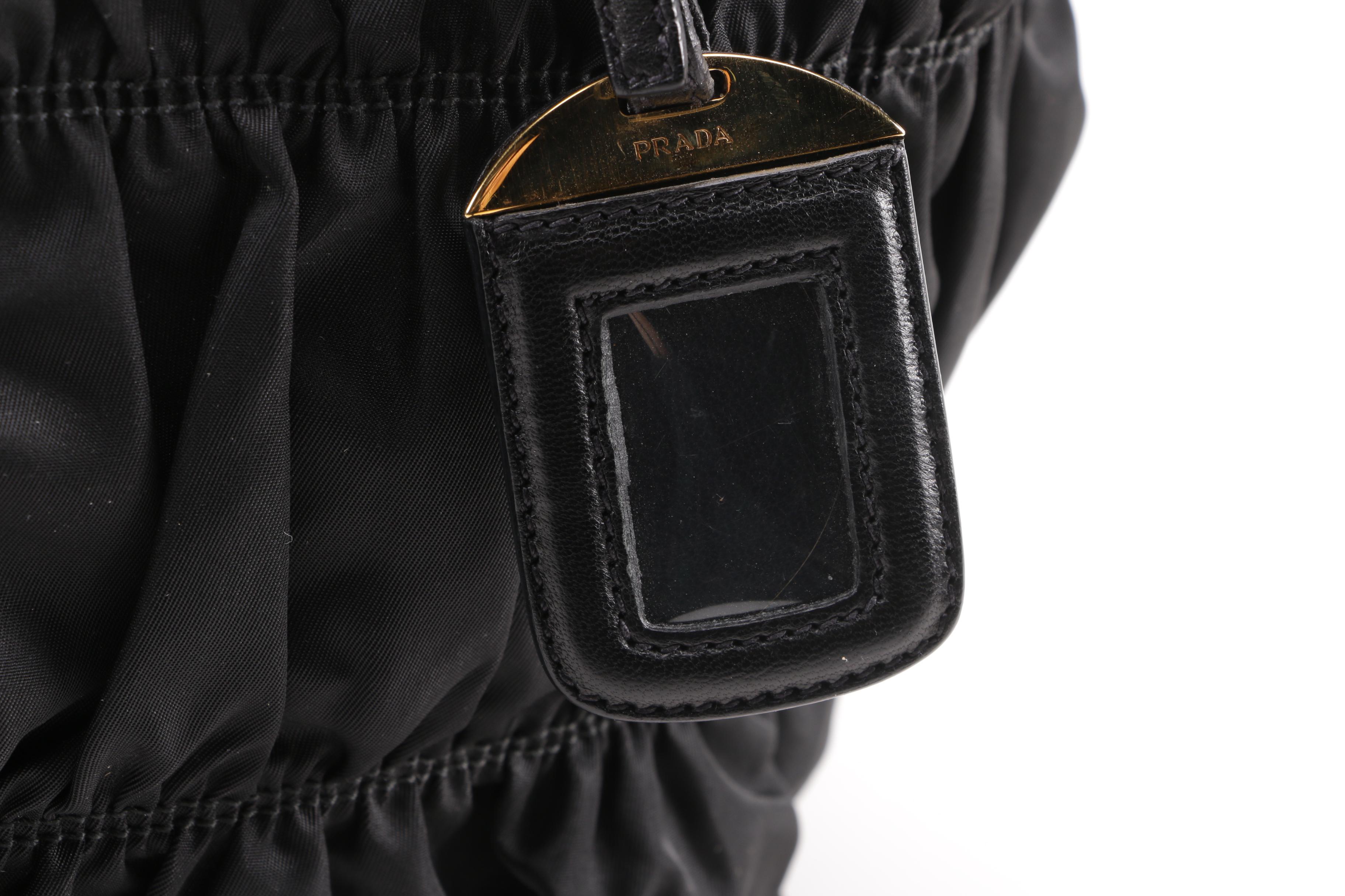 Prada Black Ruched Nylon Handbag