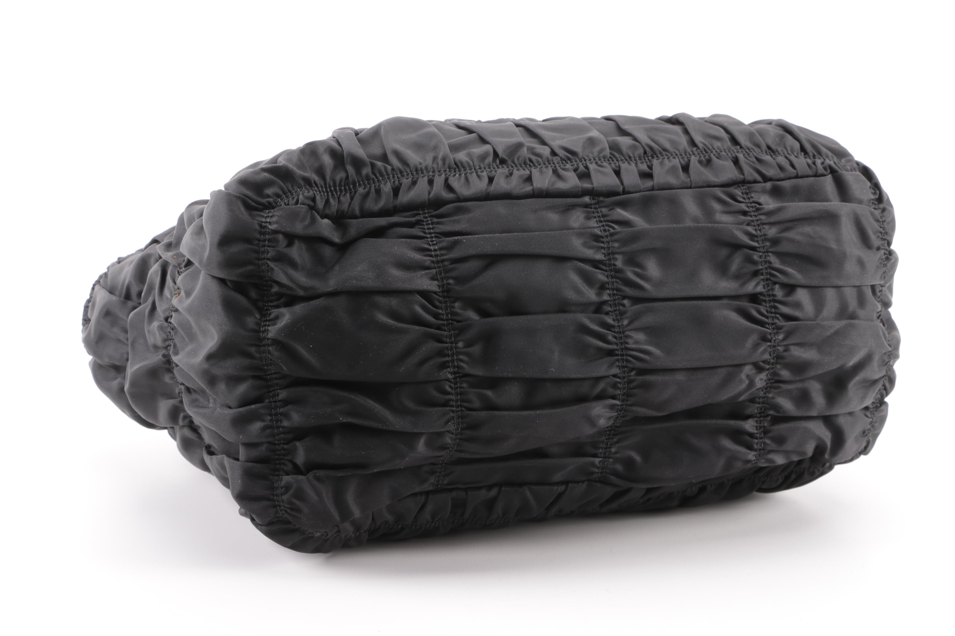 Prada Black Ruched Nylon Handbag