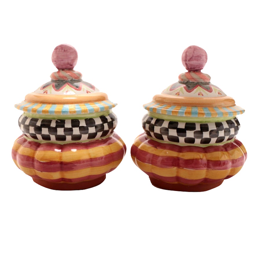 Mackenzie-Childs Hand Crafted "Piccadilly Taylor" Cookie Jars