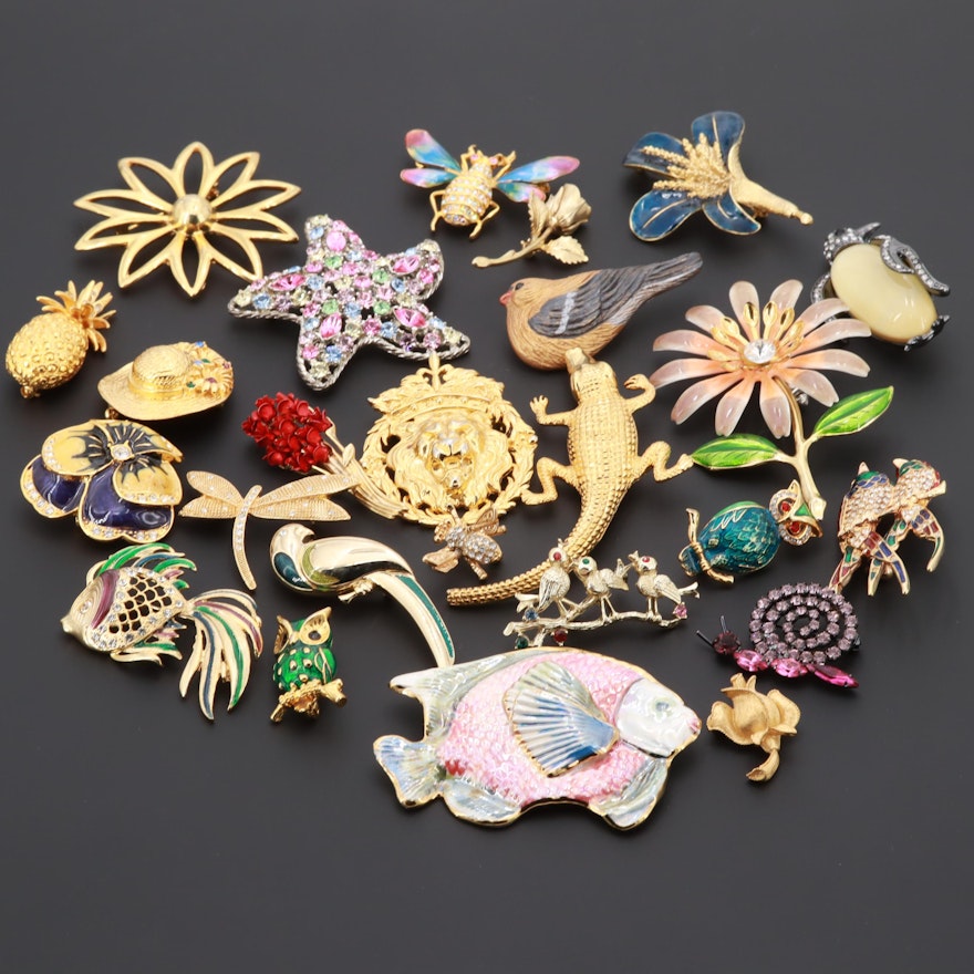 Enamel and Glass Brooches