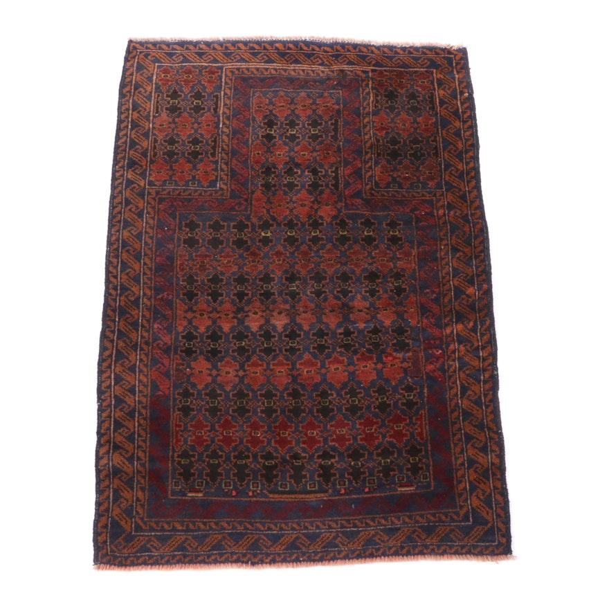 Hand-Knotted Baluch Prayer Rug