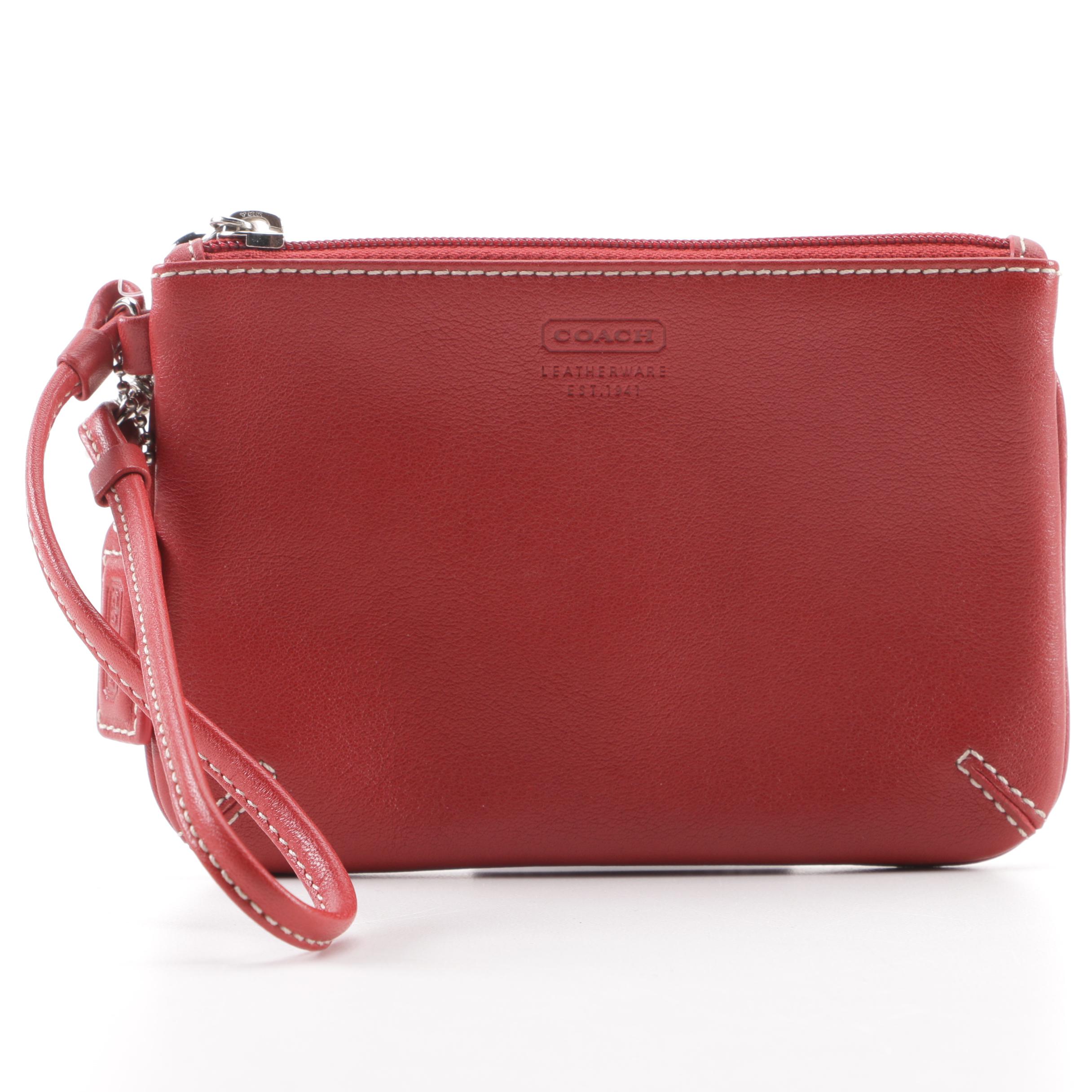 Coach Red Leather Wristlet