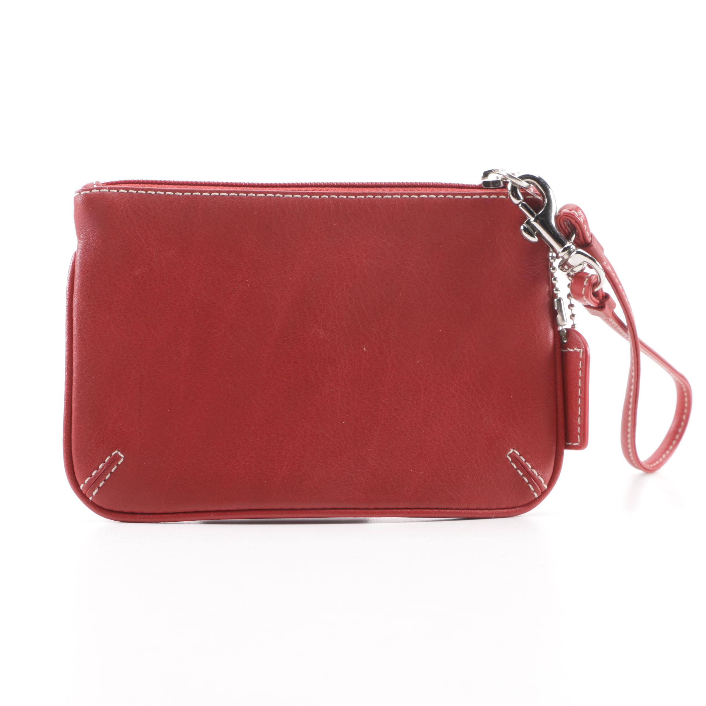 Coach Red Leather Wristlet