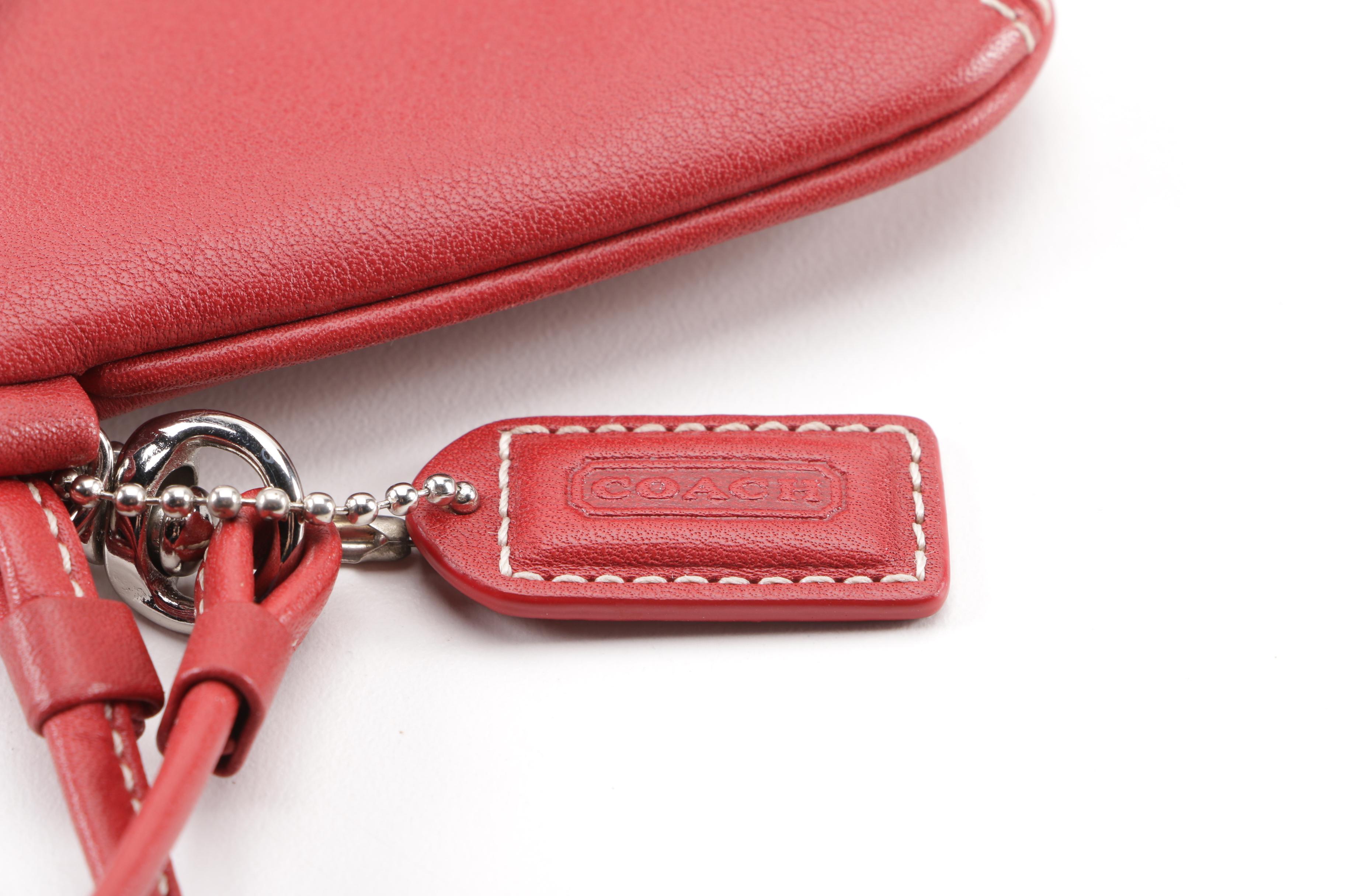 Coach Red Leather Wristlet