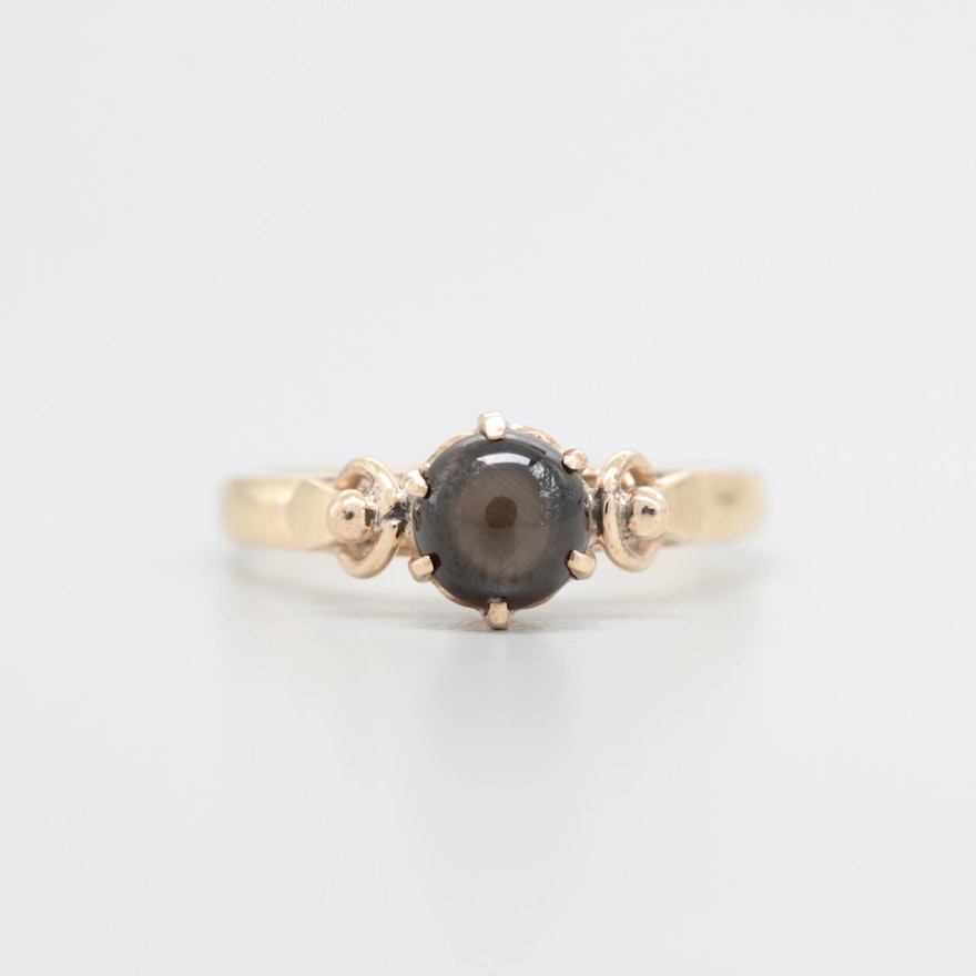 10K Yellow Gold Black Star Sapphire Ring