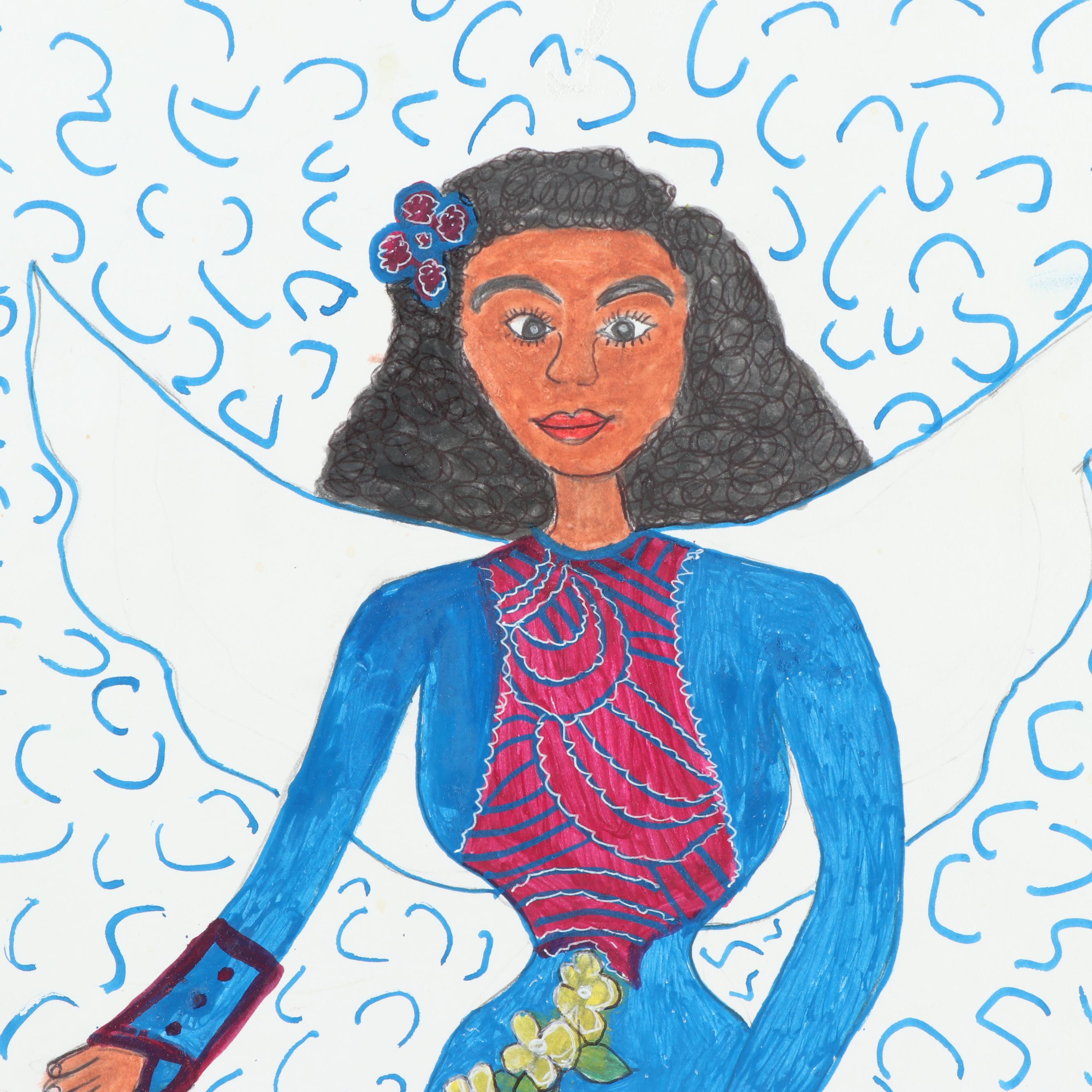 Addie James Folk Art Acrylic Paintings of Angels