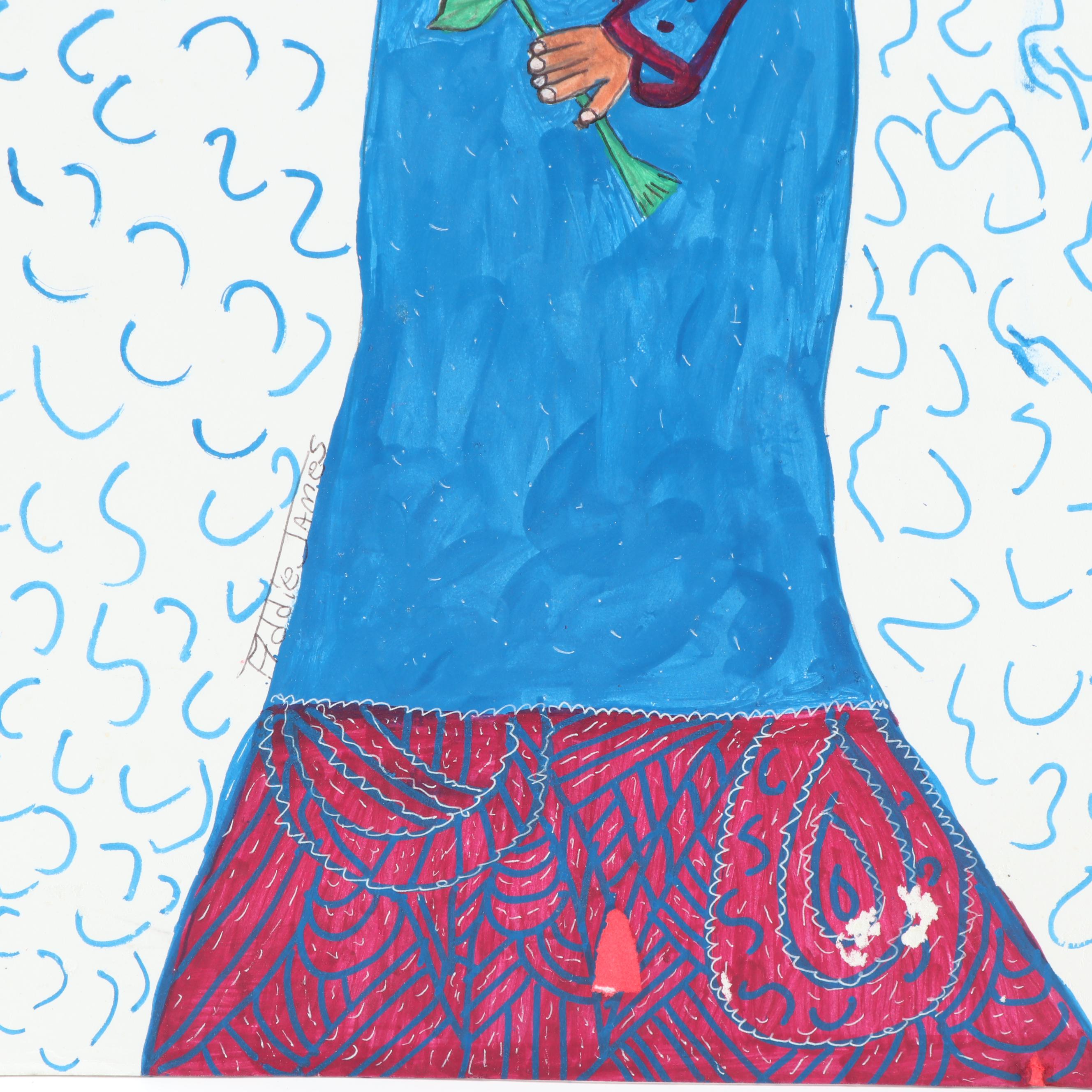 Addie James Folk Art Acrylic Paintings of Angels