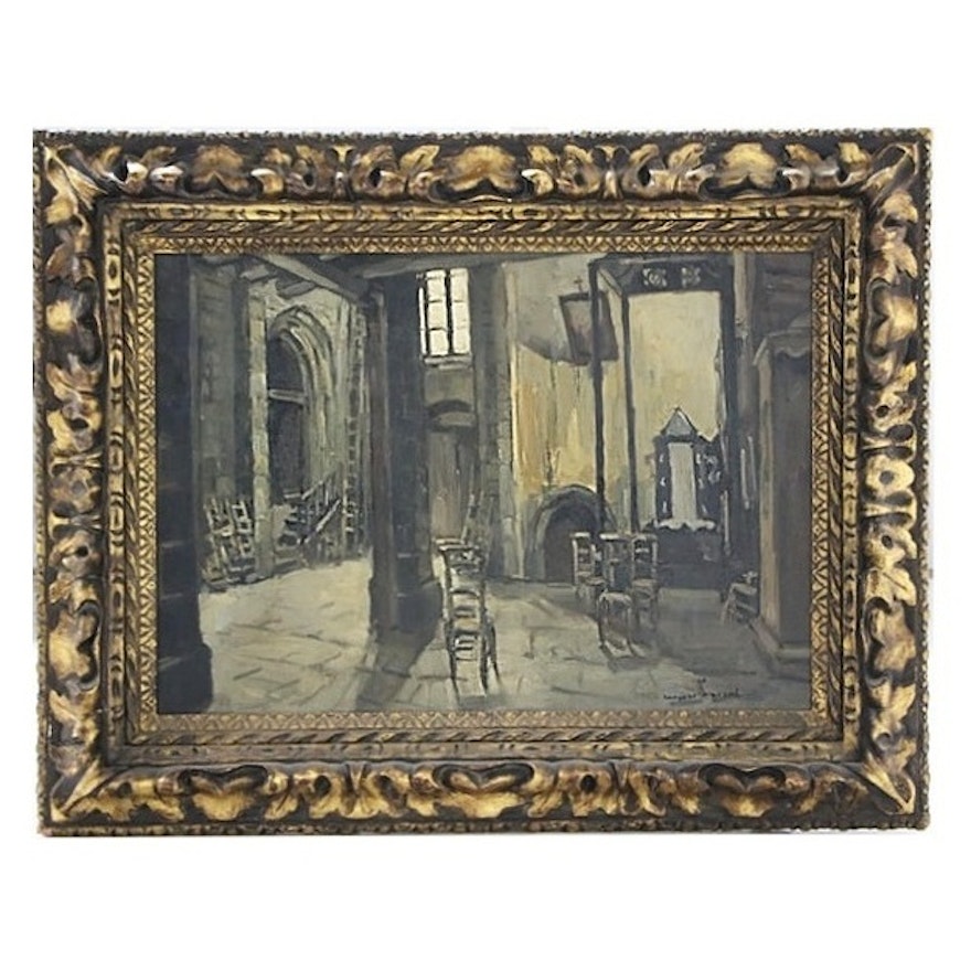 Leopold Pascal Oil Painting of Church Interior