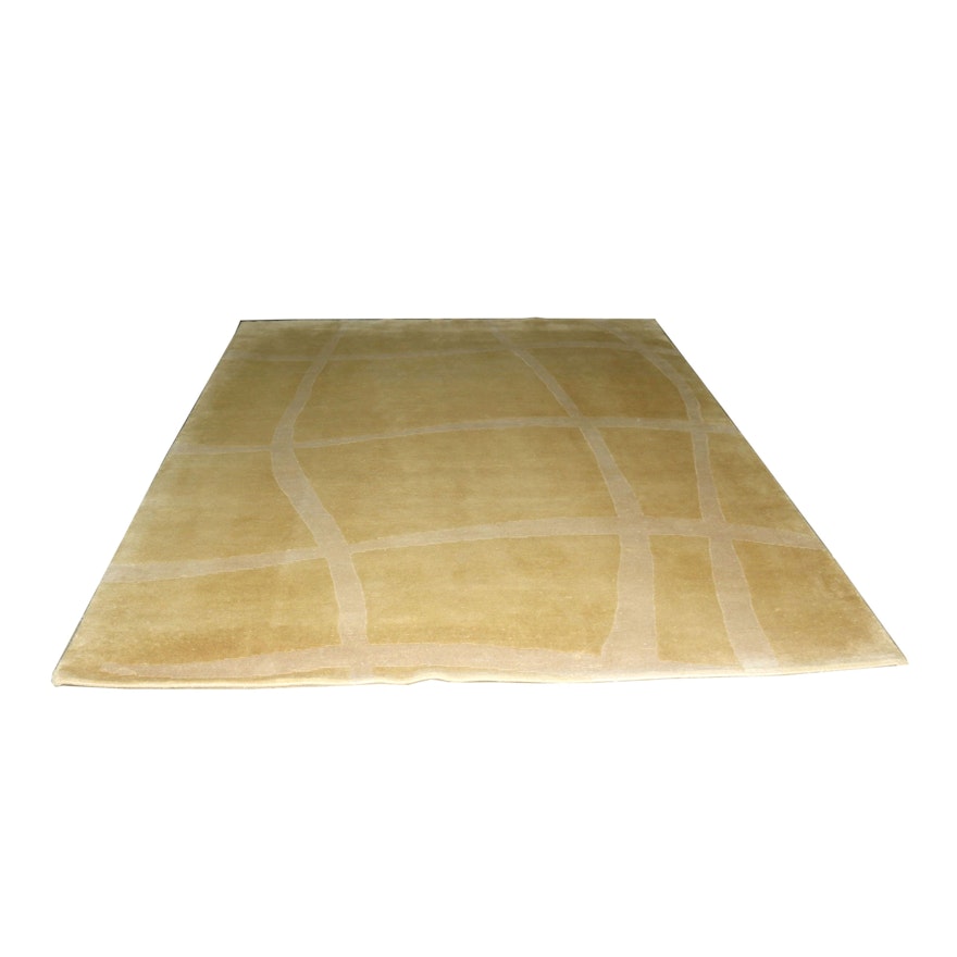 Hand Knotted Abstract Wool Area Rug