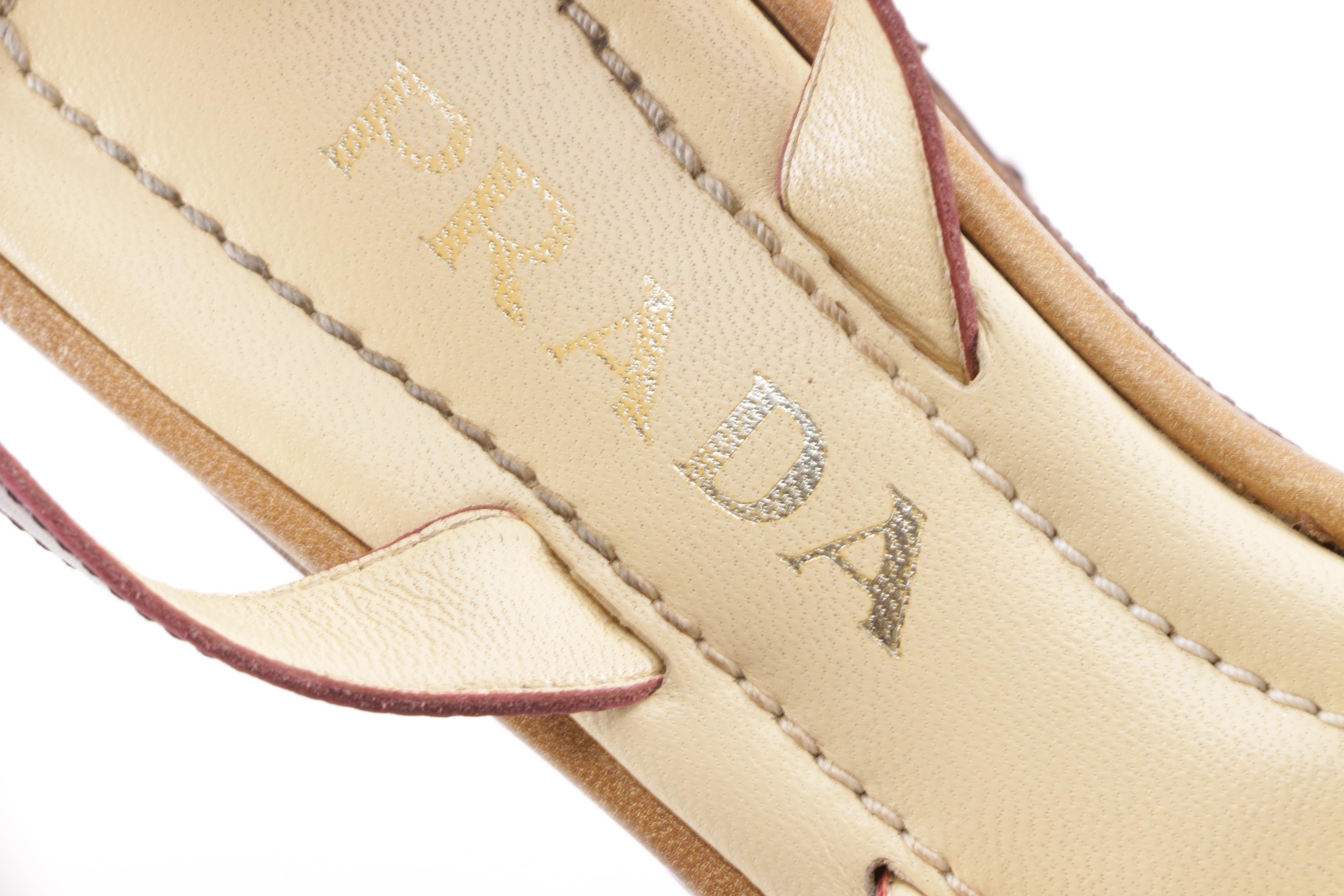 1997 Prada Floral Leather Vine Leaf Platform Sandals