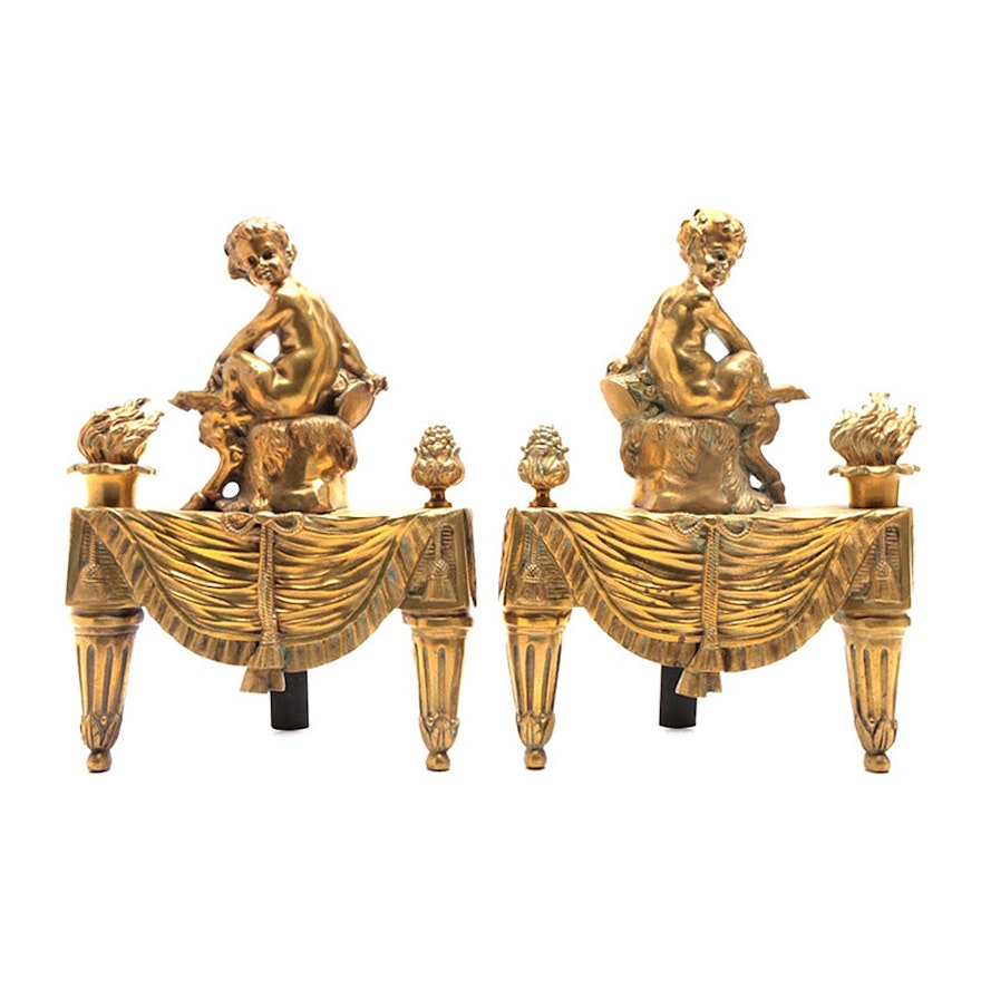 Gilt Bronze French Chenets, circa 1900