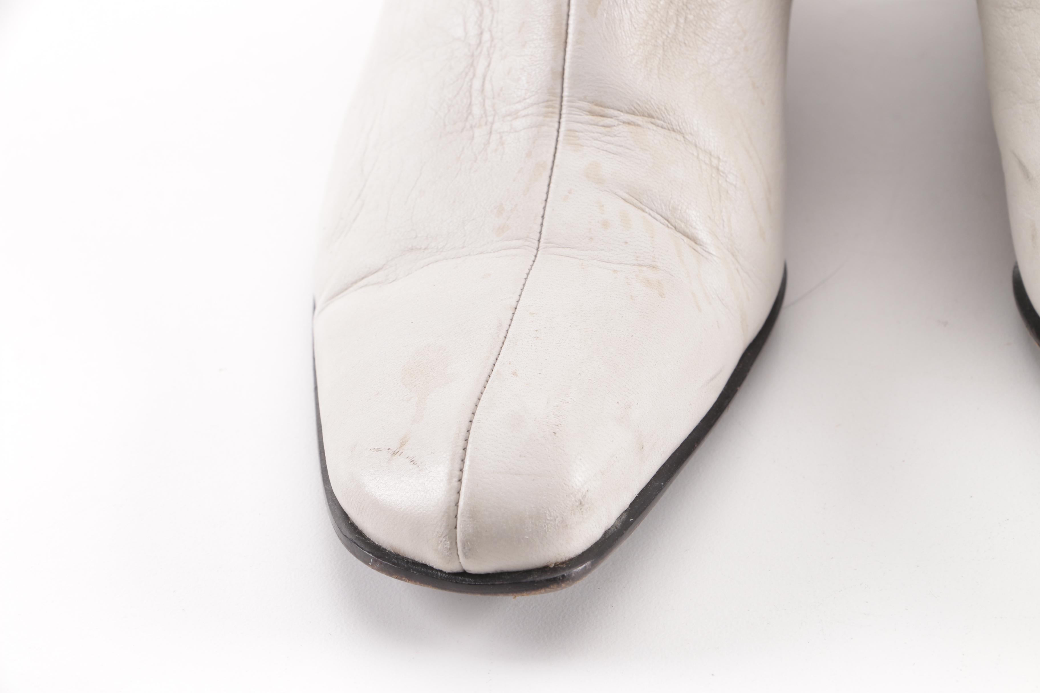 Prada Grey Leather Calf-Length Boots, Made in Italy