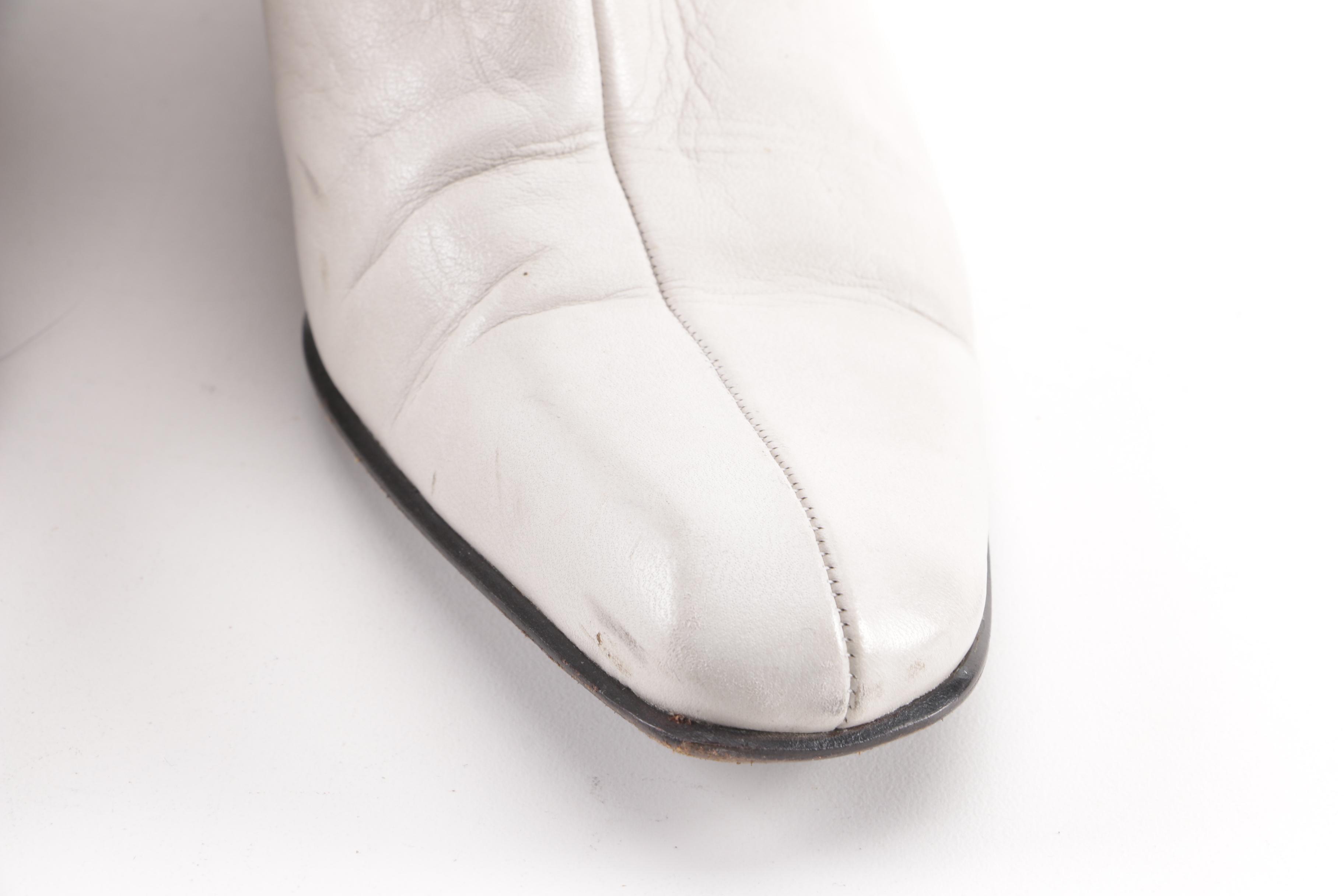 Prada Grey Leather Calf-Length Boots, Made in Italy