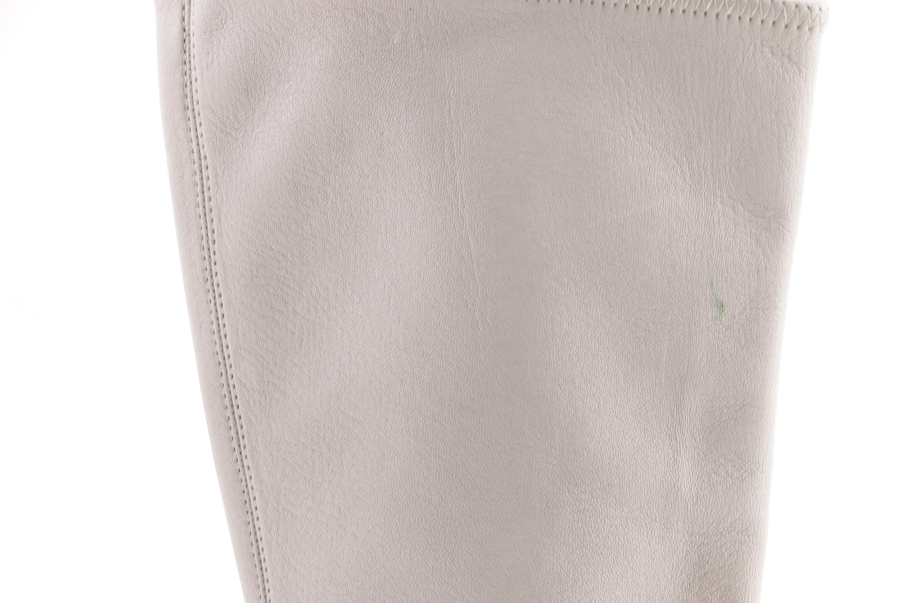 Prada Grey Leather Calf-Length Boots, Made in Italy