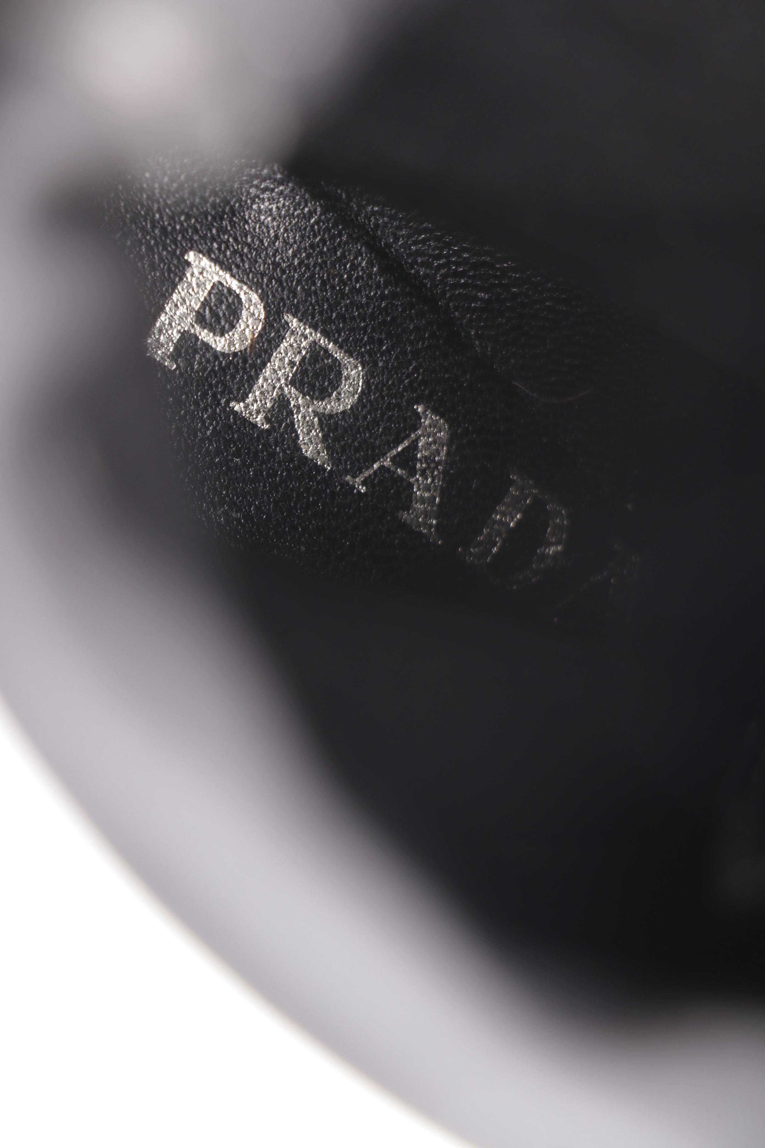 Prada Grey Leather Calf-Length Boots, Made in Italy