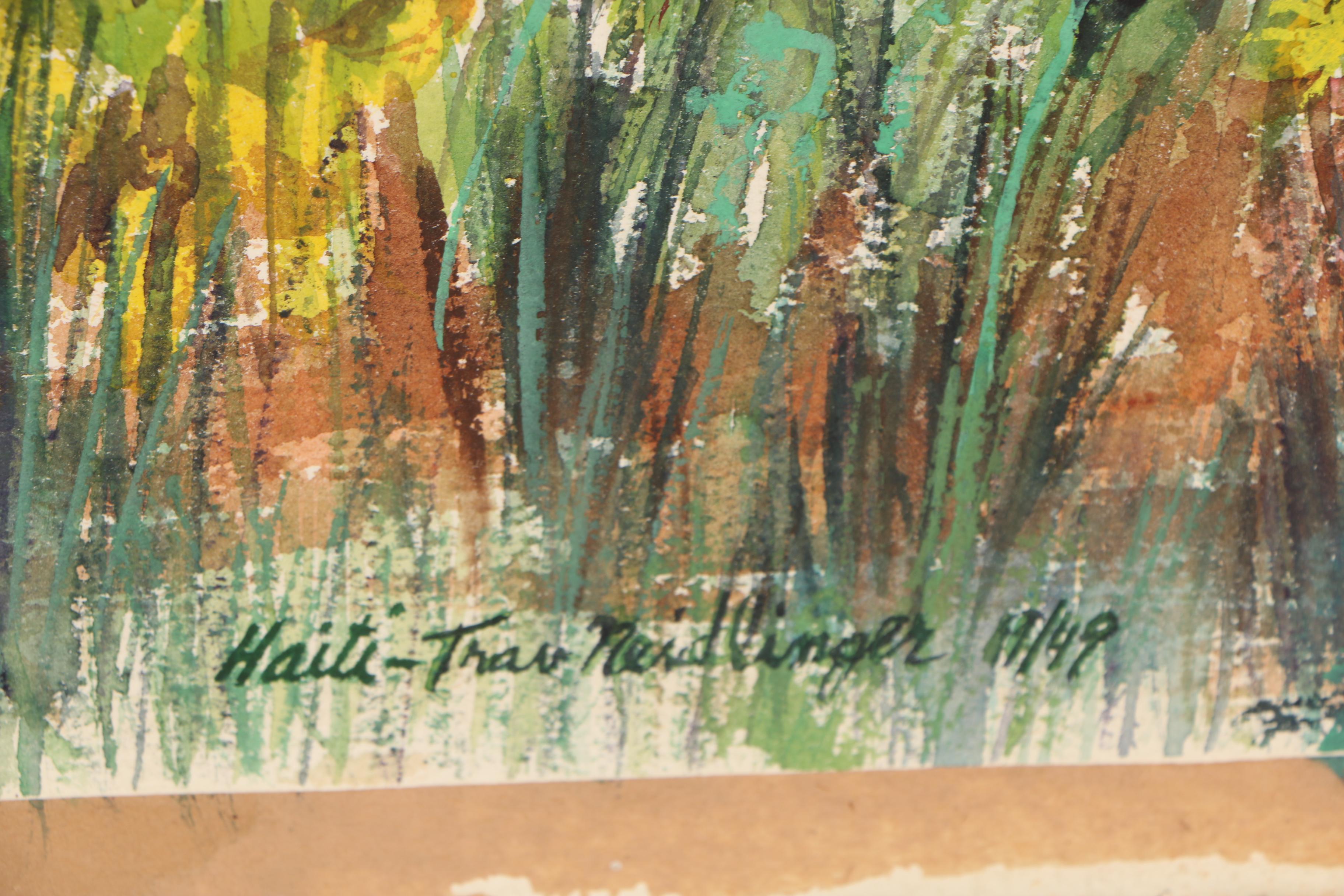 Travis Neidlinger 1949 Gouache Painting "Scene Near the Chatelait de Fleurs"