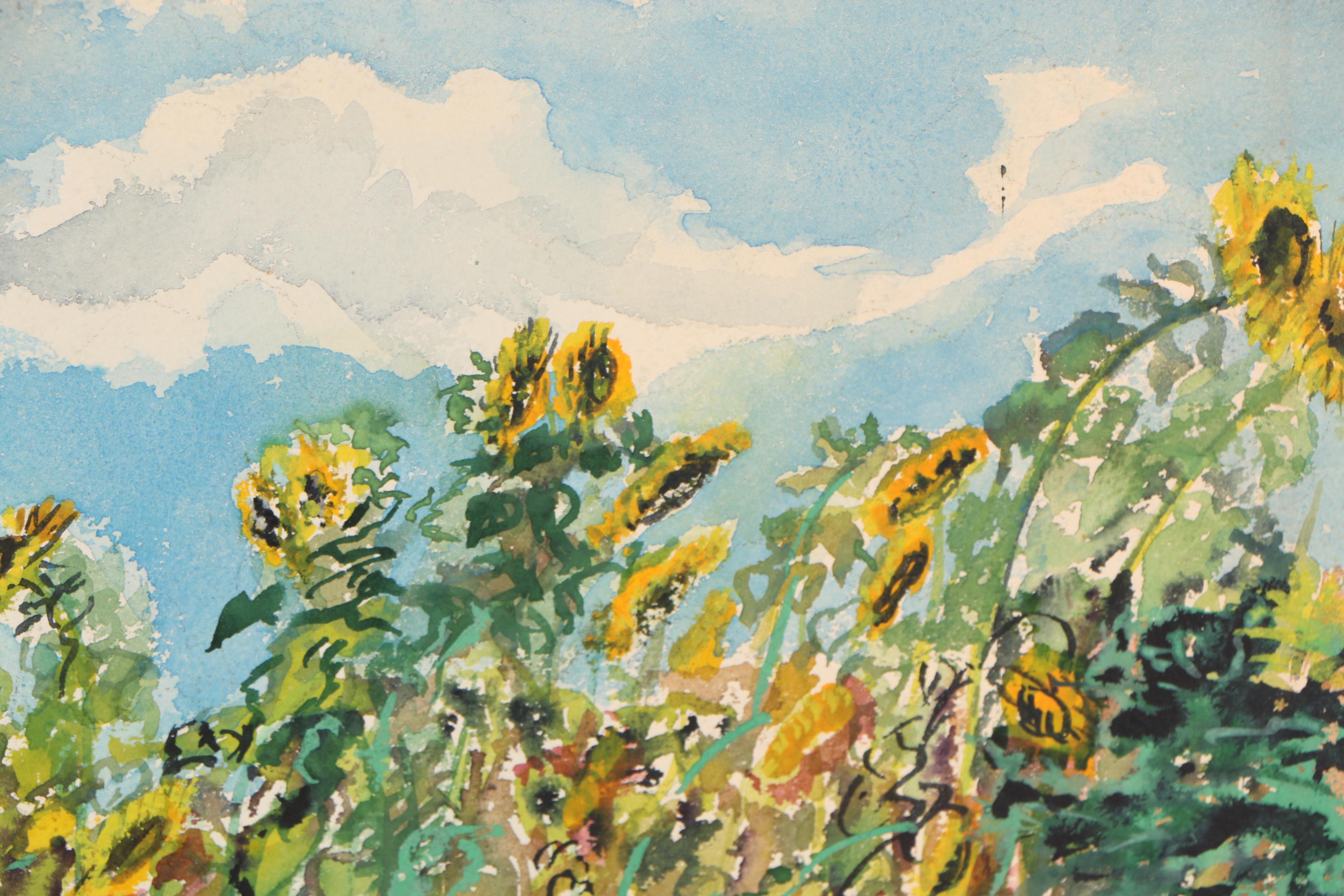 Travis Neidlinger 1949 Gouache Painting "Scene Near the Chatelait de Fleurs"