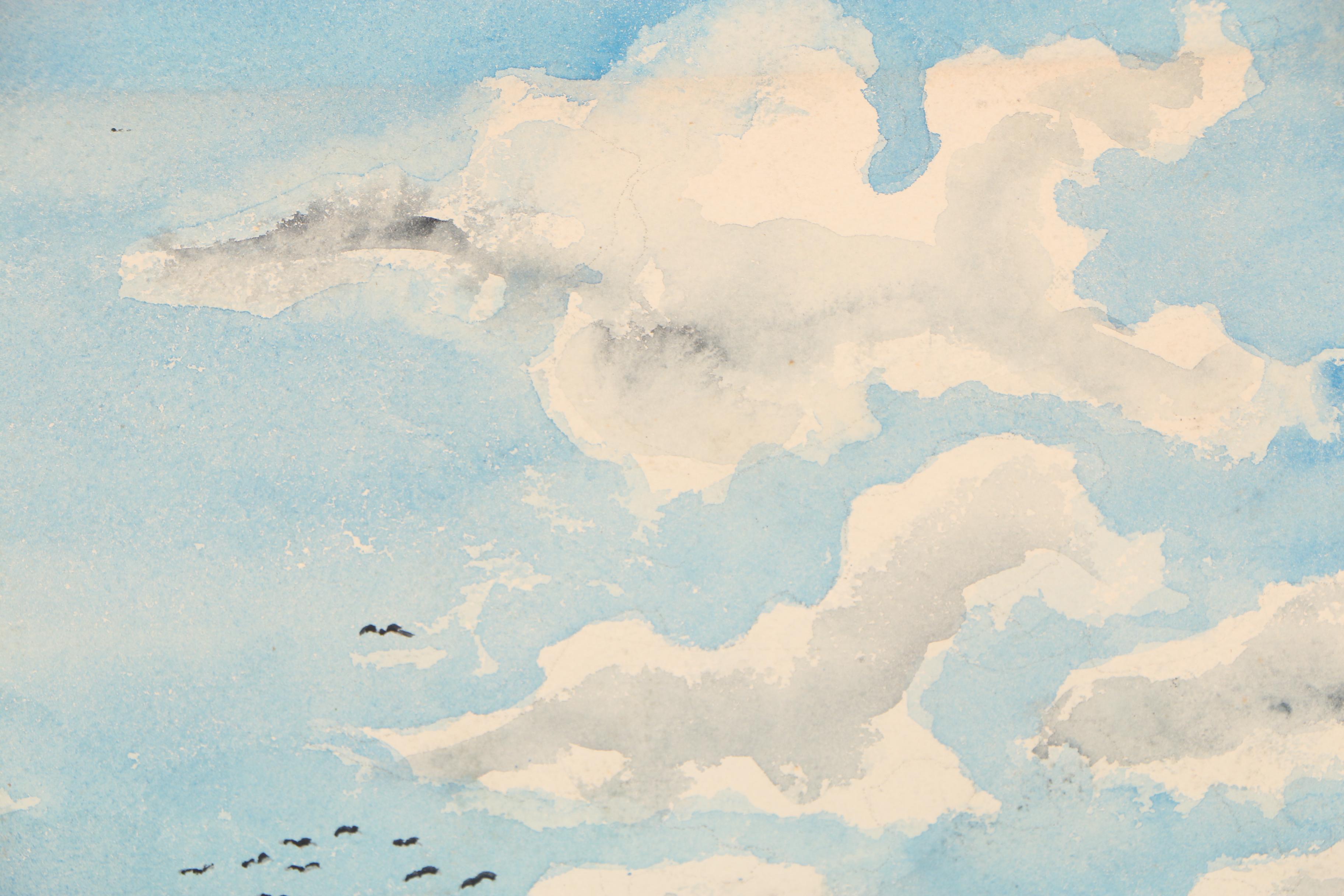 Travis Neidlinger 1949 Gouache Painting "Scene Near the Chatelait de Fleurs"