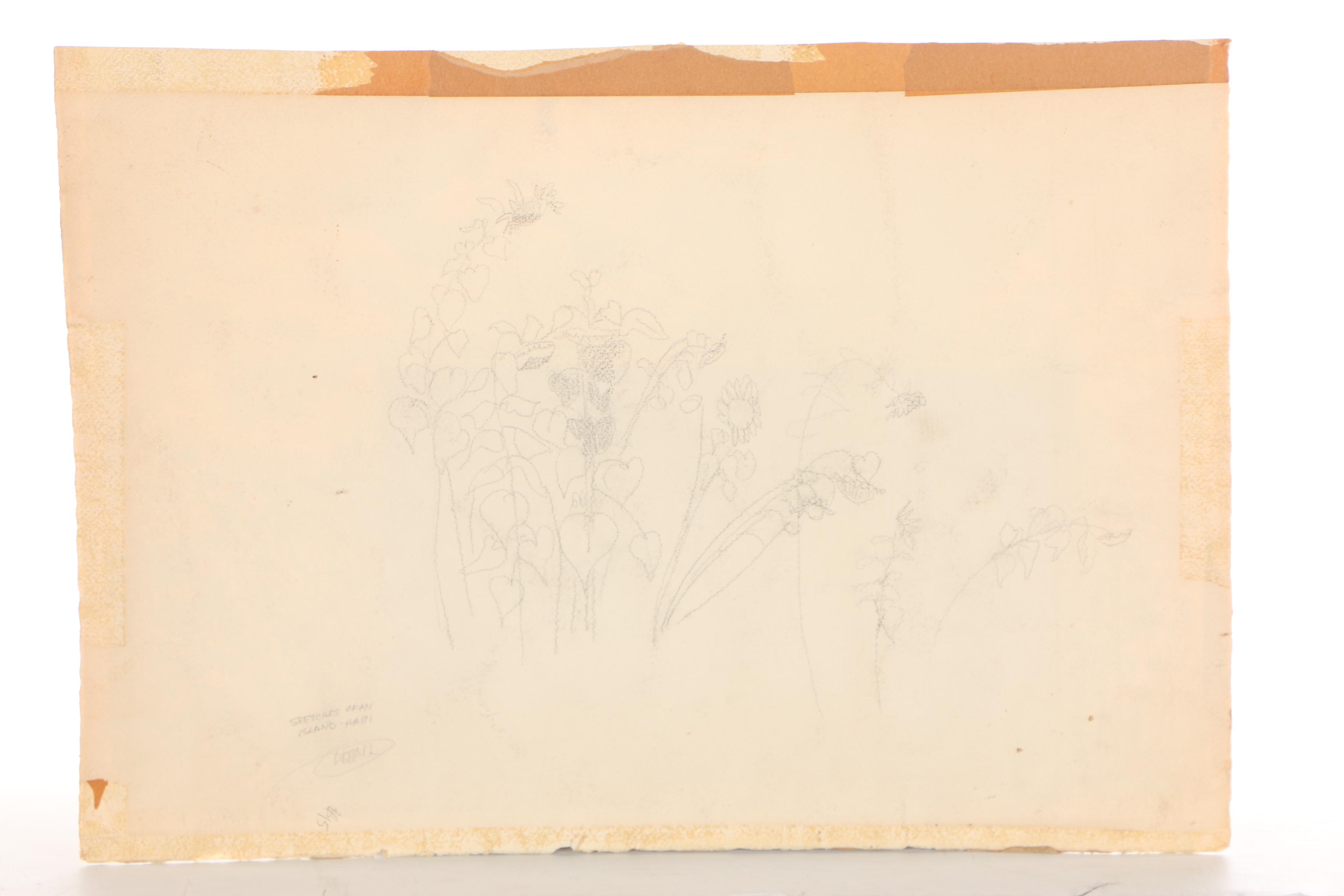 Travis Neidlinger 1949 Gouache Painting "Scene Near the Chatelait de Fleurs"