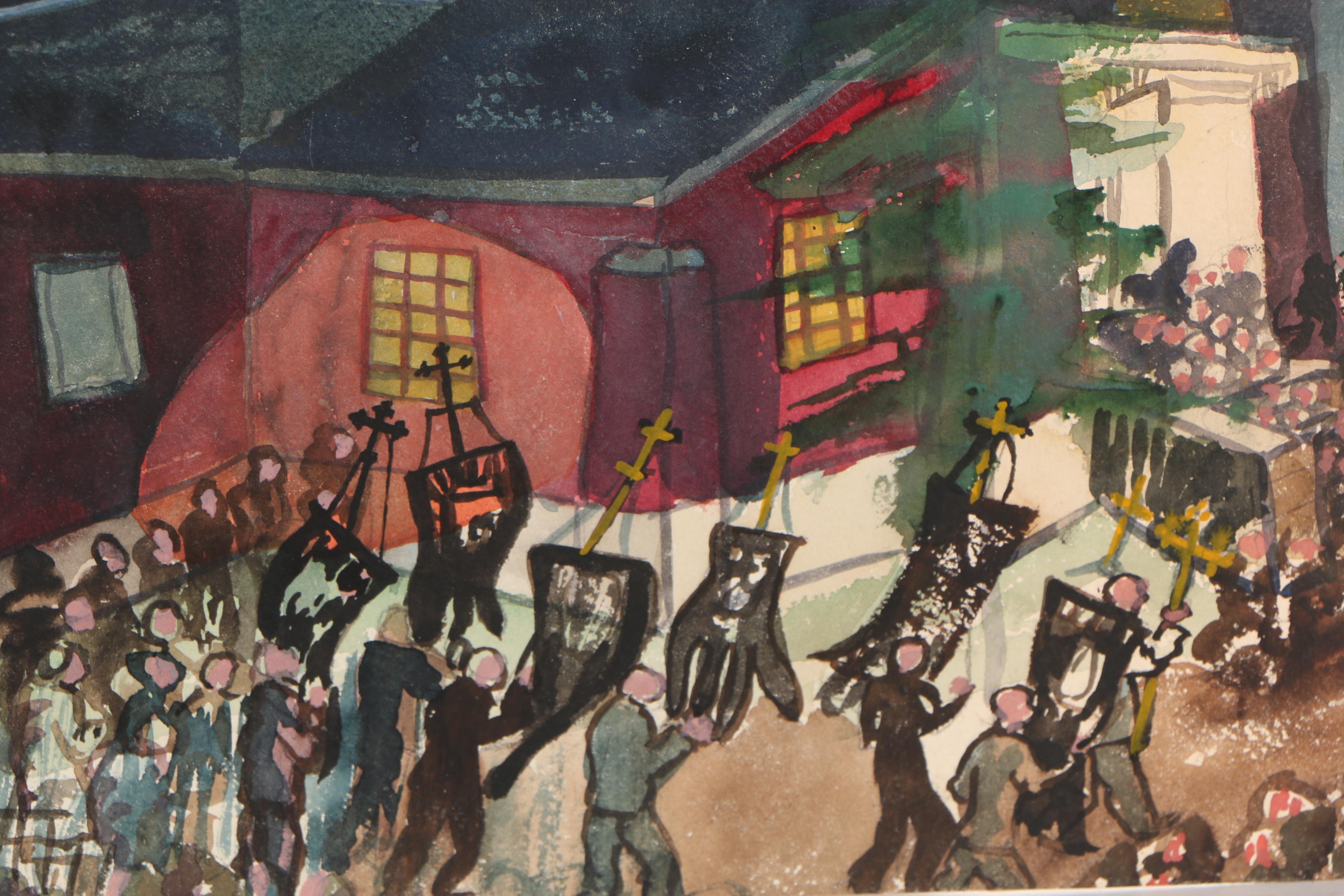 Travis Neidlinger 1947 Gouache Painting