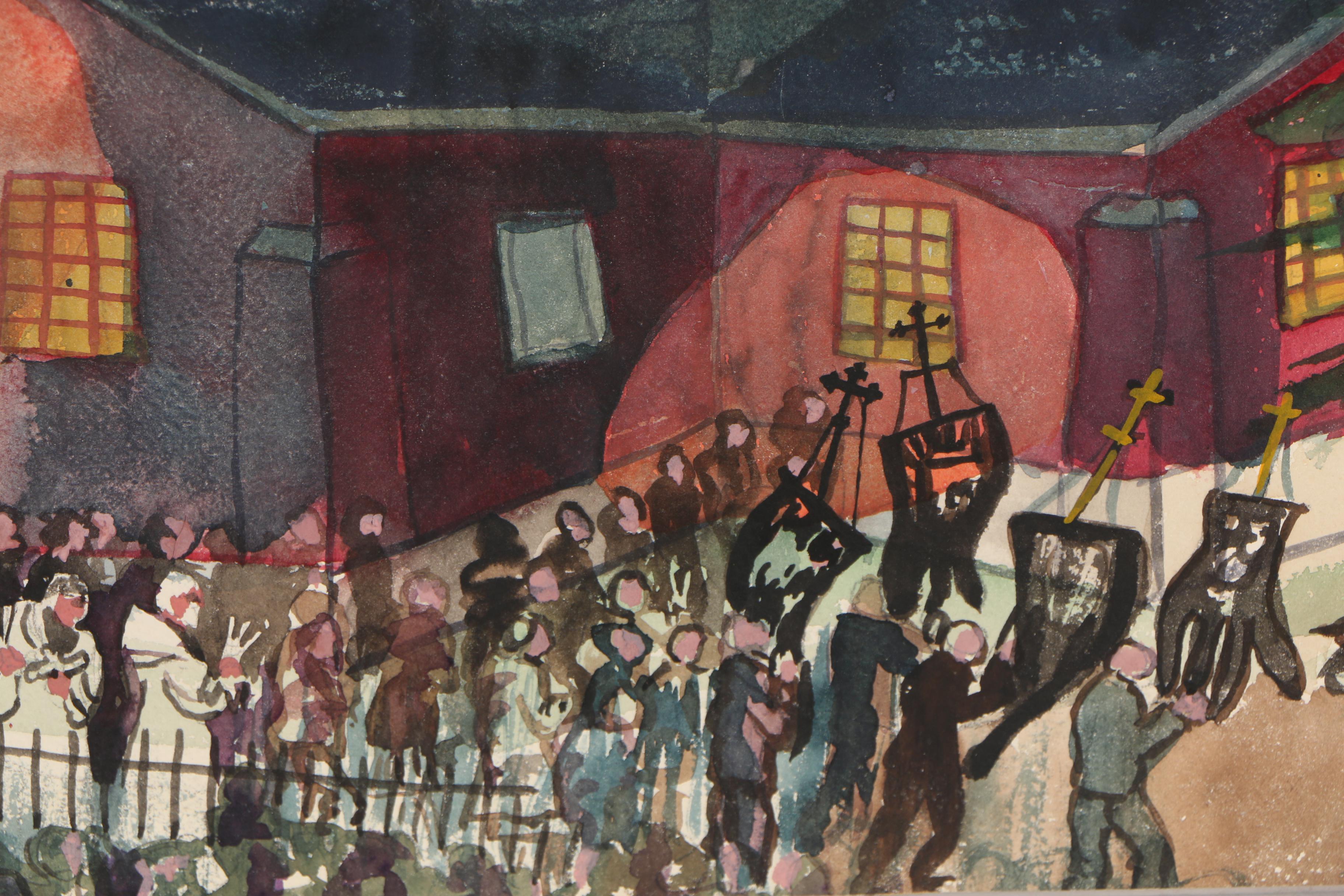 Travis Neidlinger 1947 Gouache Painting