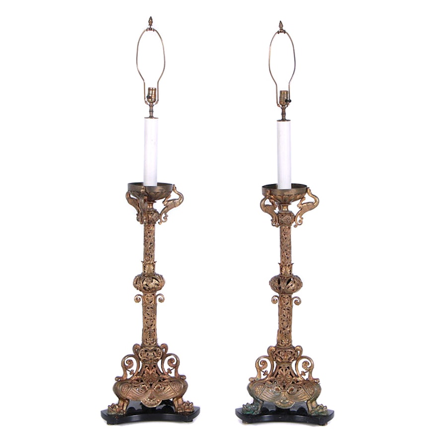French Gilt Bronze Lamp Standards, Late 19th Century