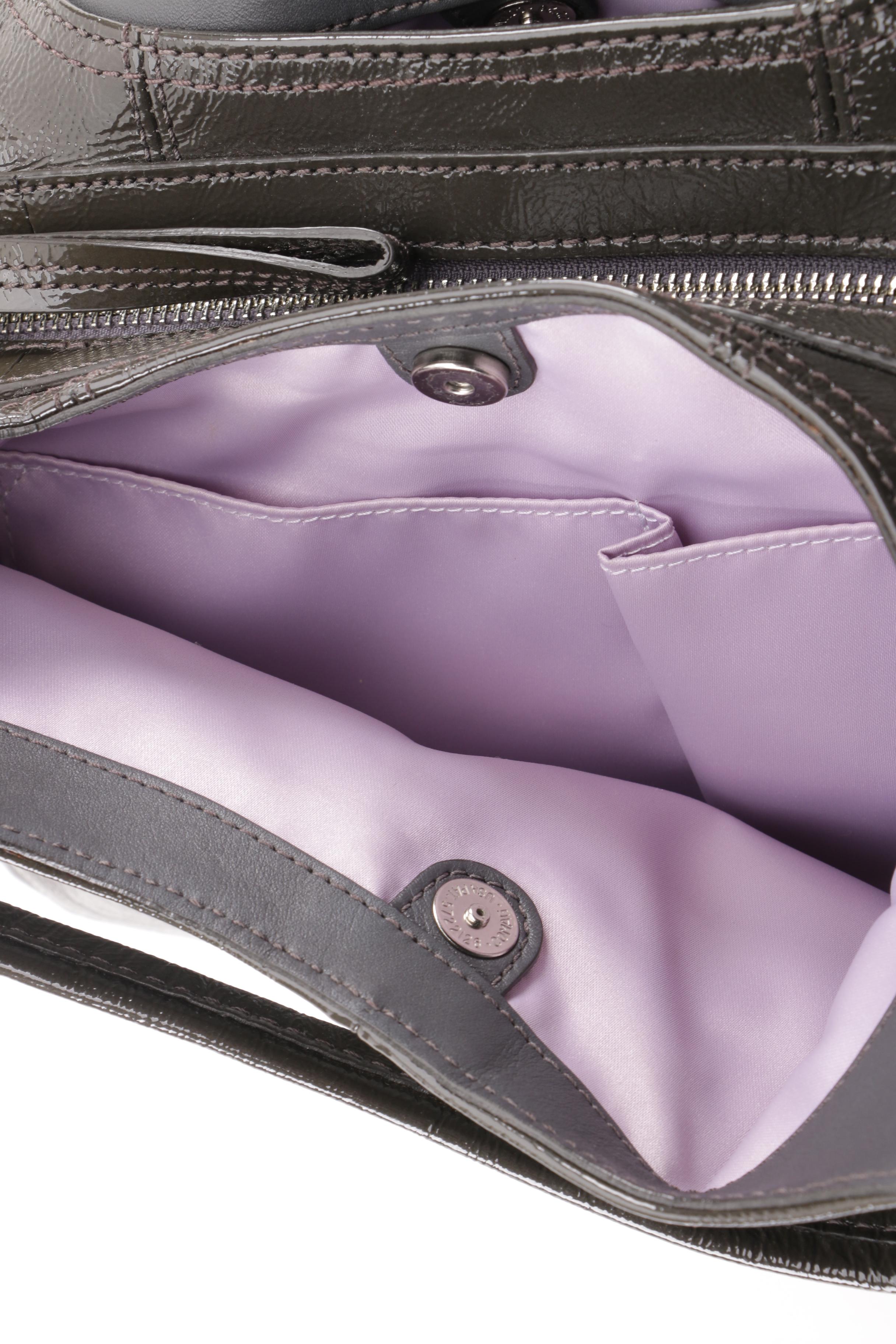 Coach Mia Maggie Graphite Patent Leather Hobo Bag