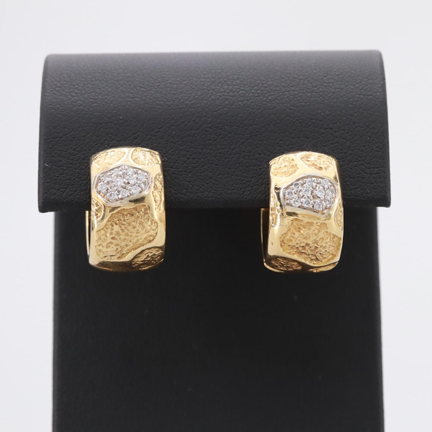 Lani Italian 18K Yellow Gold Diamond Huggie Earrings