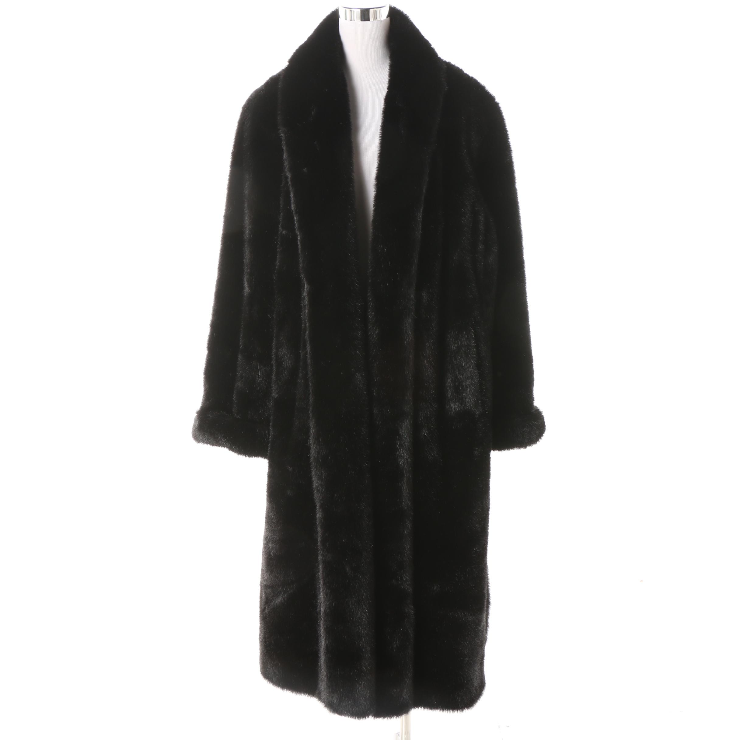 Dennis Basso Black Faux Fur Coat