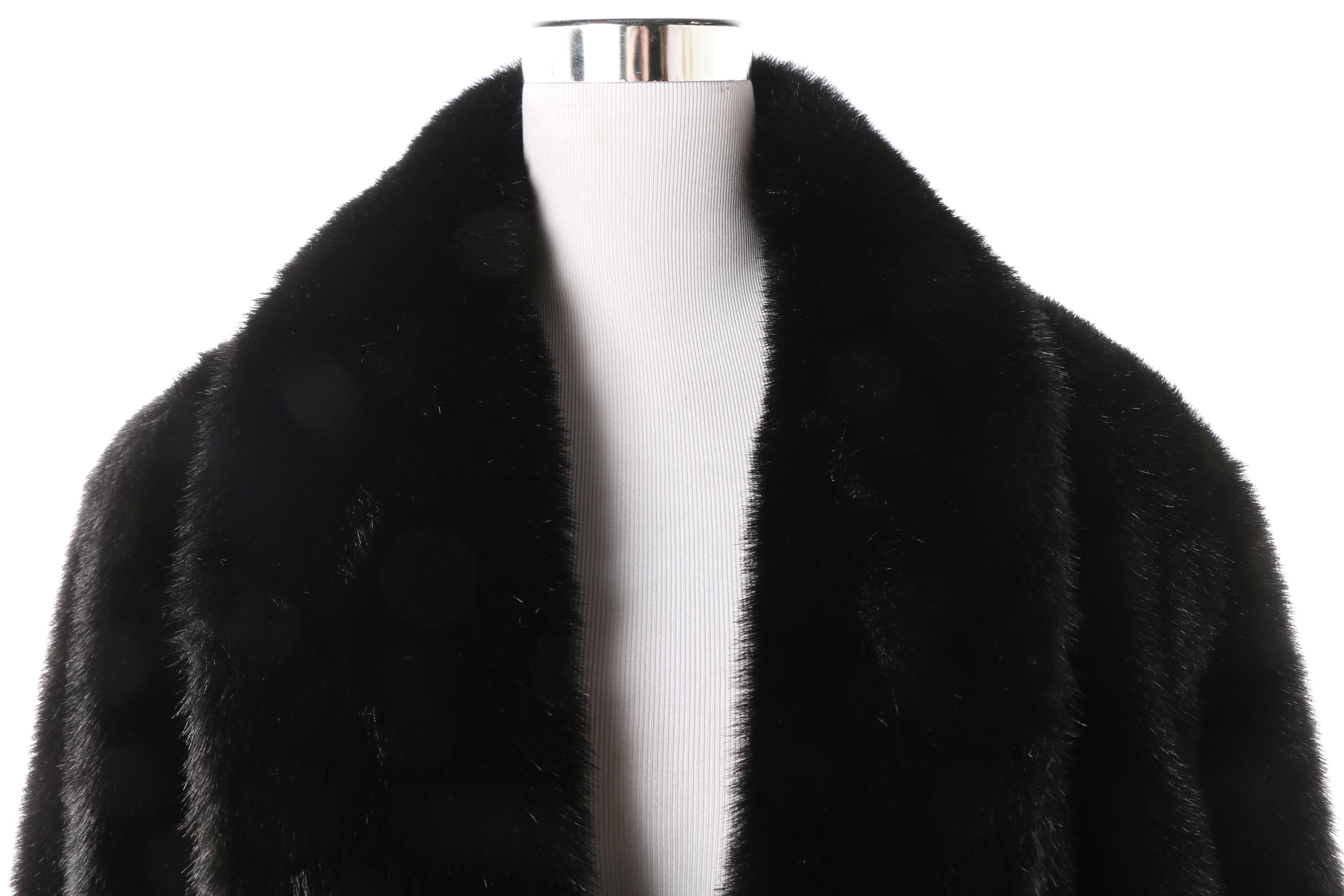 Dennis Basso Black Faux Fur Coat
