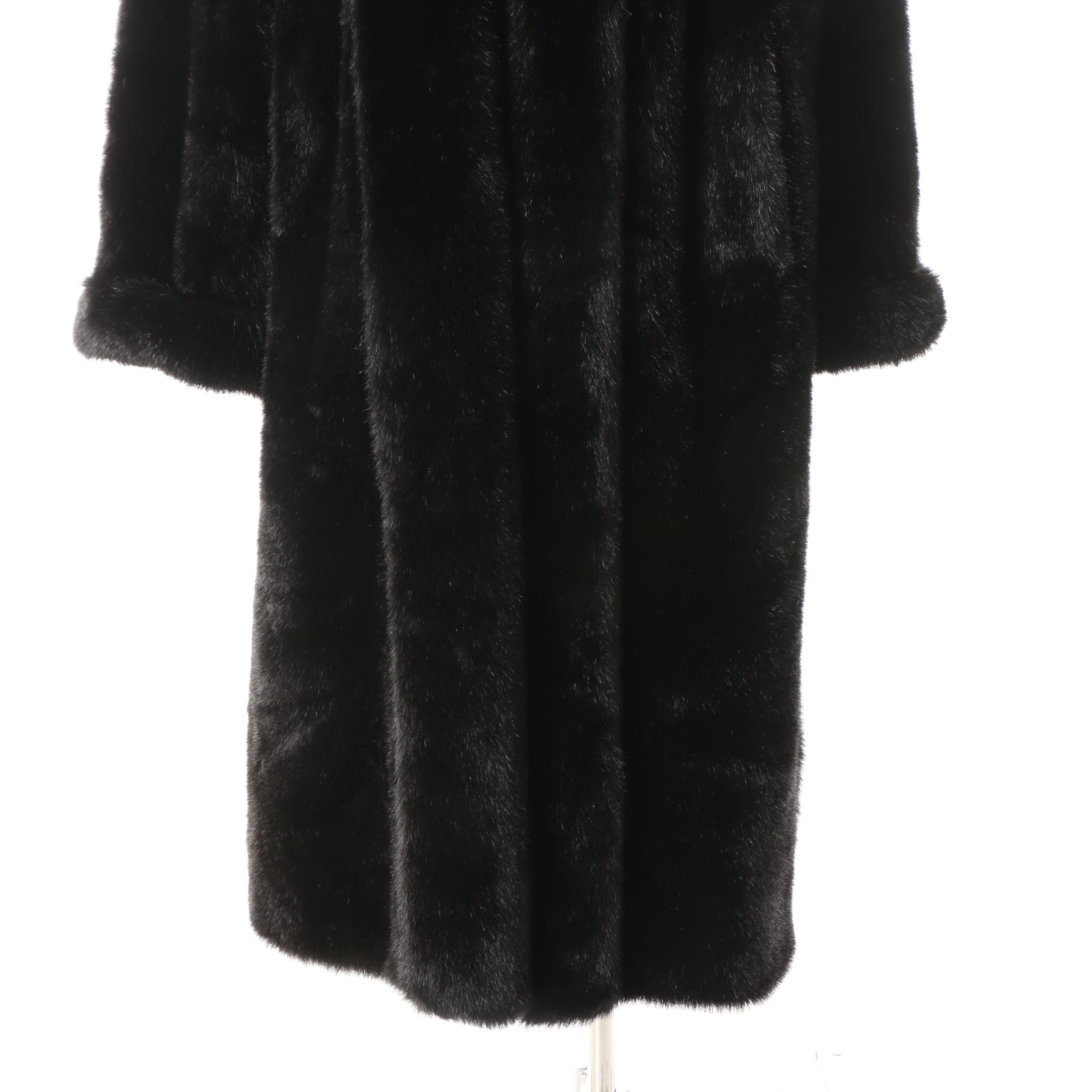 Dennis Basso Black Faux Fur Coat