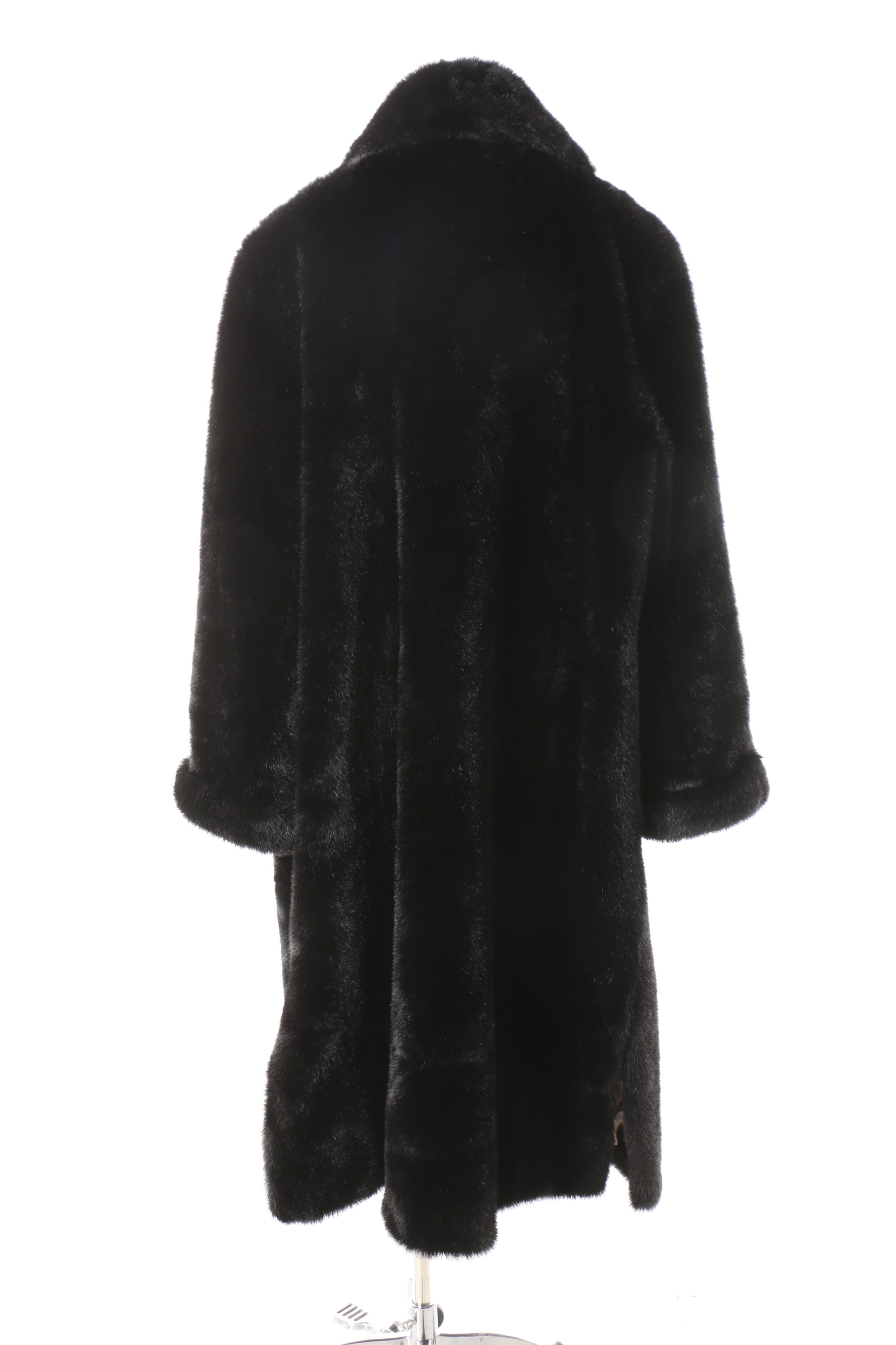 Dennis Basso Black Faux Fur Coat