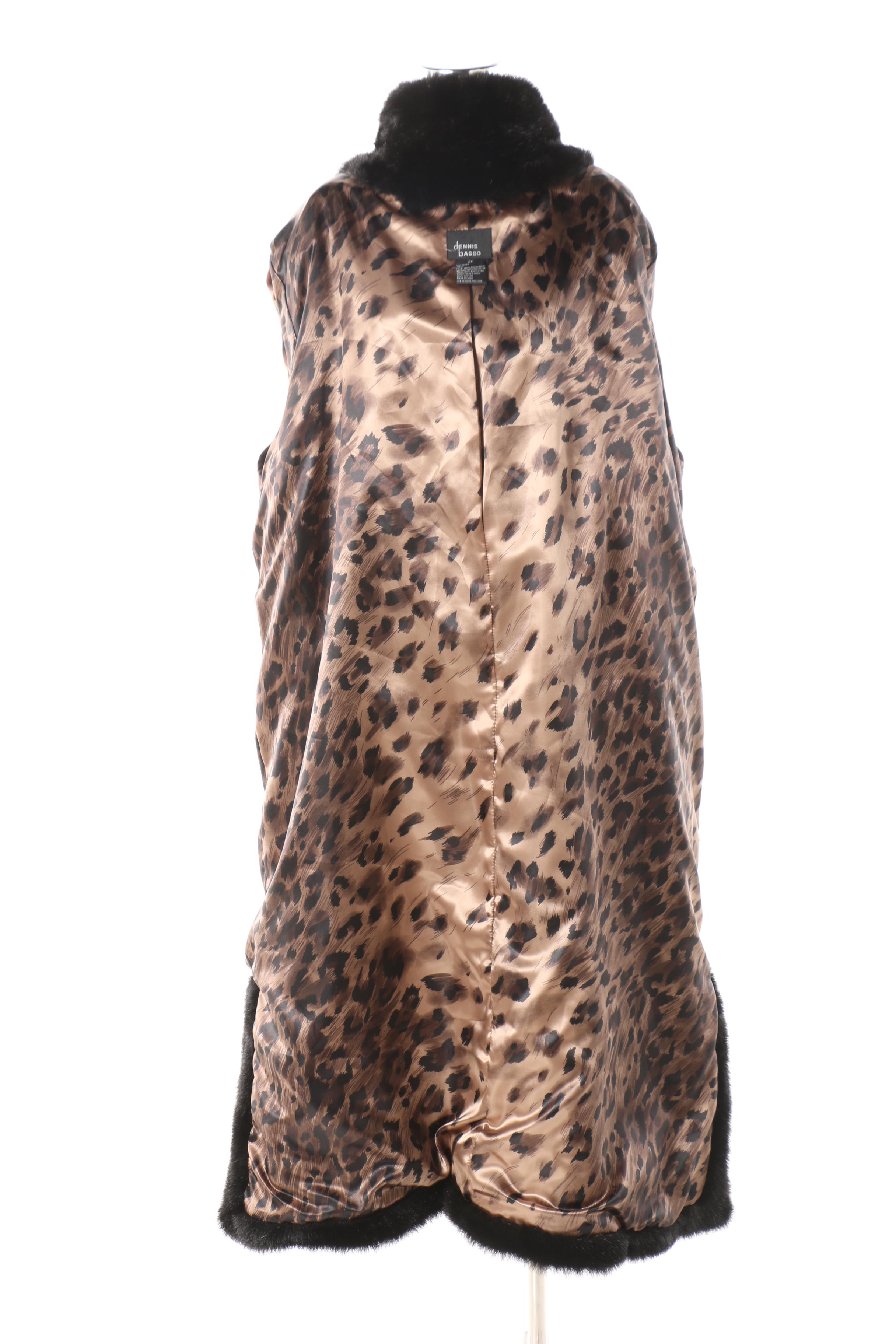 Dennis Basso Black Faux Fur Coat