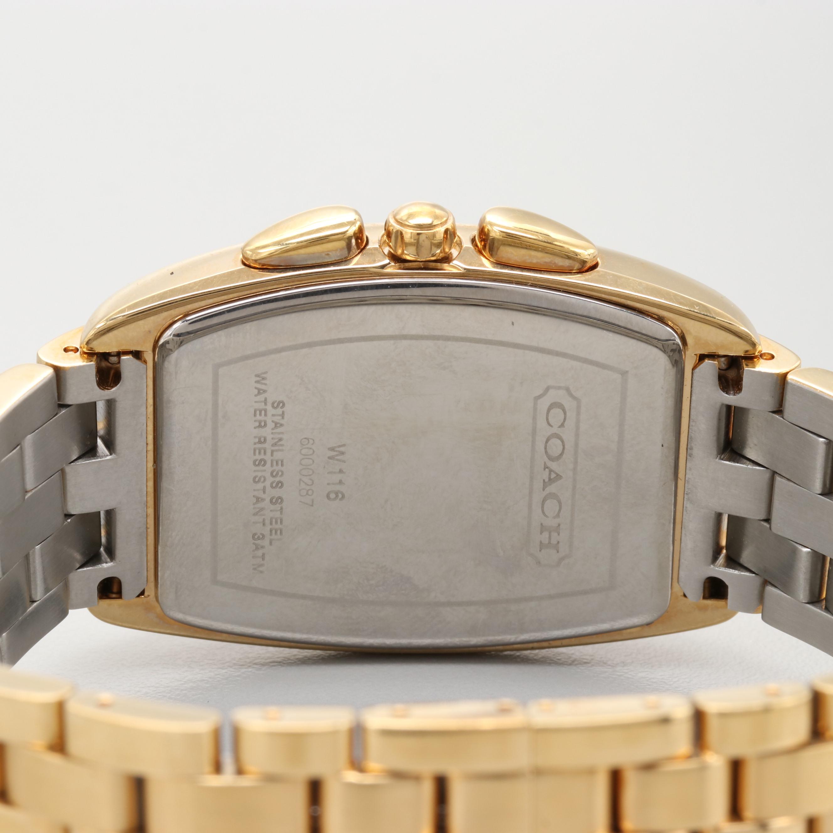 Coach "Morgan" Gold Tone Quartz Chronograph Watch