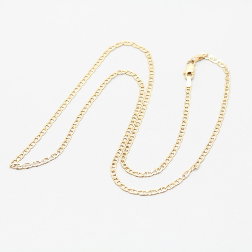 14K Yellow Gold Anchor Chain Necklace