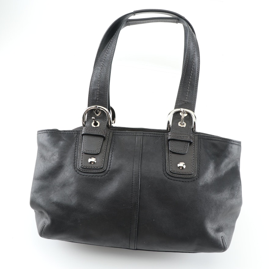 Coach Black Leather Top Handle Handbag