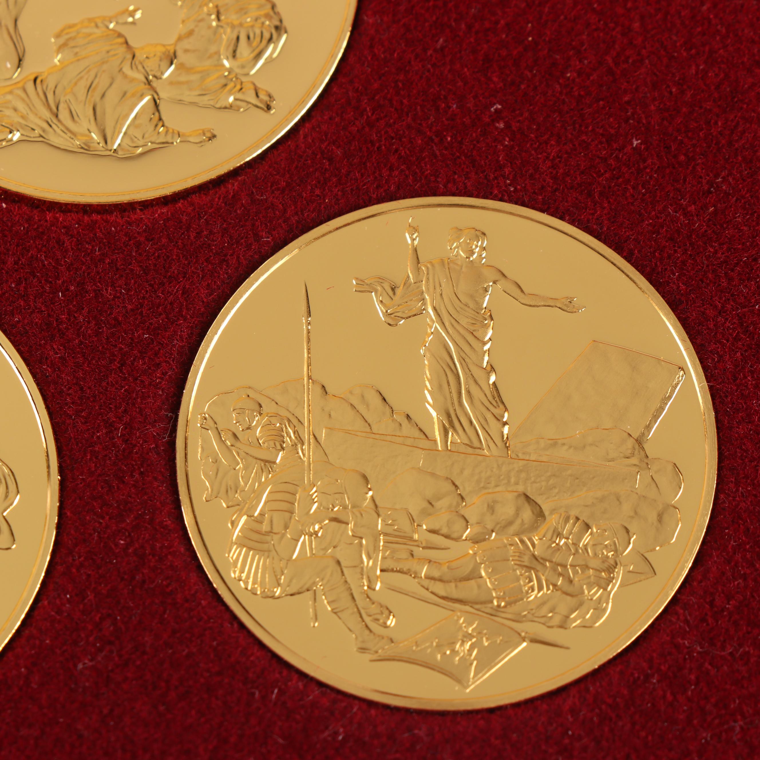 Franklin Mint "Life of Christ" Gold Tone Sterling Medal Collection