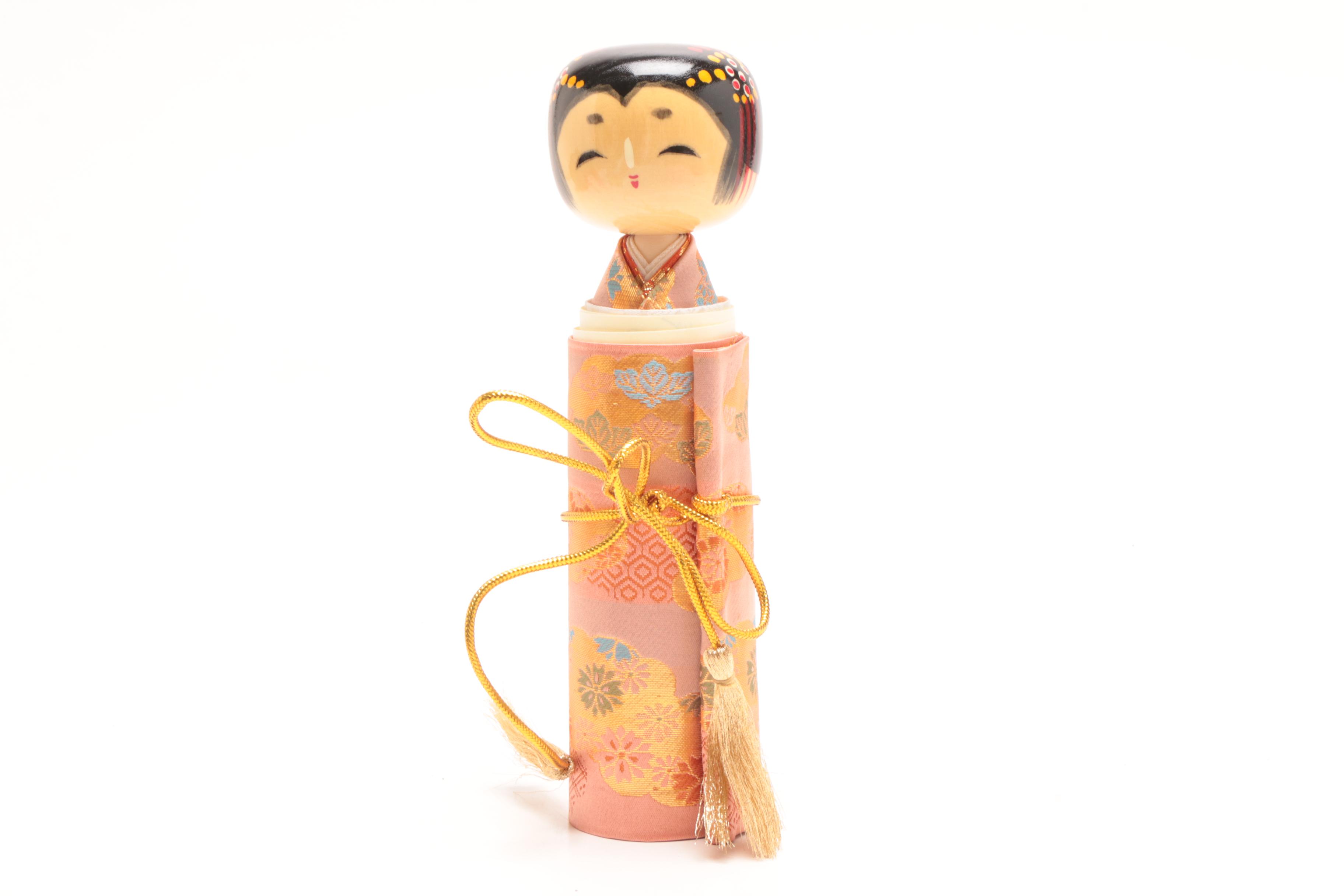 Vintage Japanese Kokeshi Sayonara Wooden Dolls