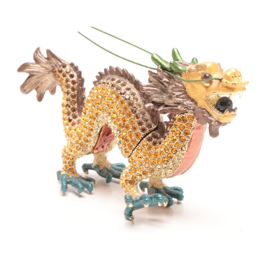 Chinese Enameled Dragon Trinket Box