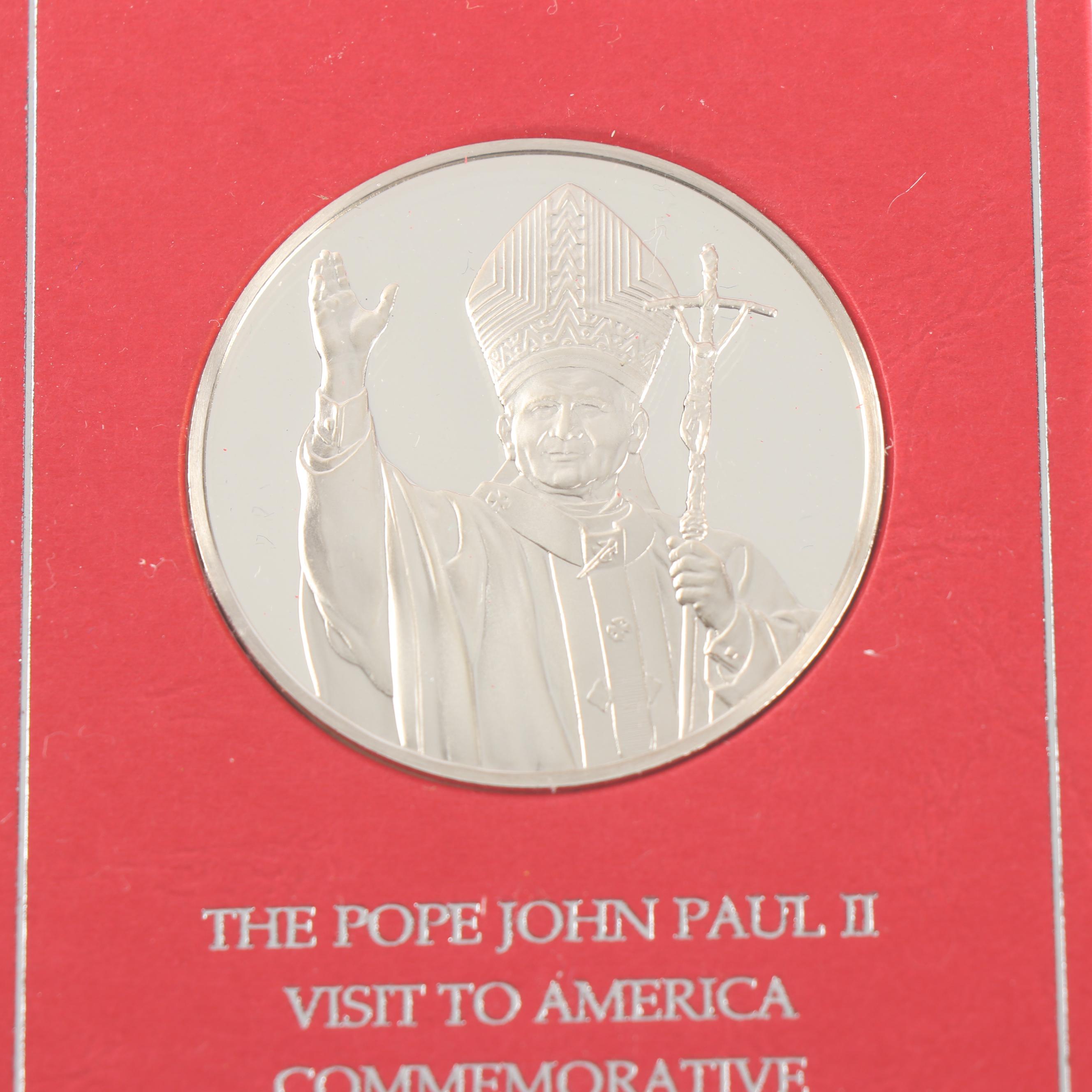 Pope John Paul II Sterling Silver Commemorative Medal and Vatican Coin Sets