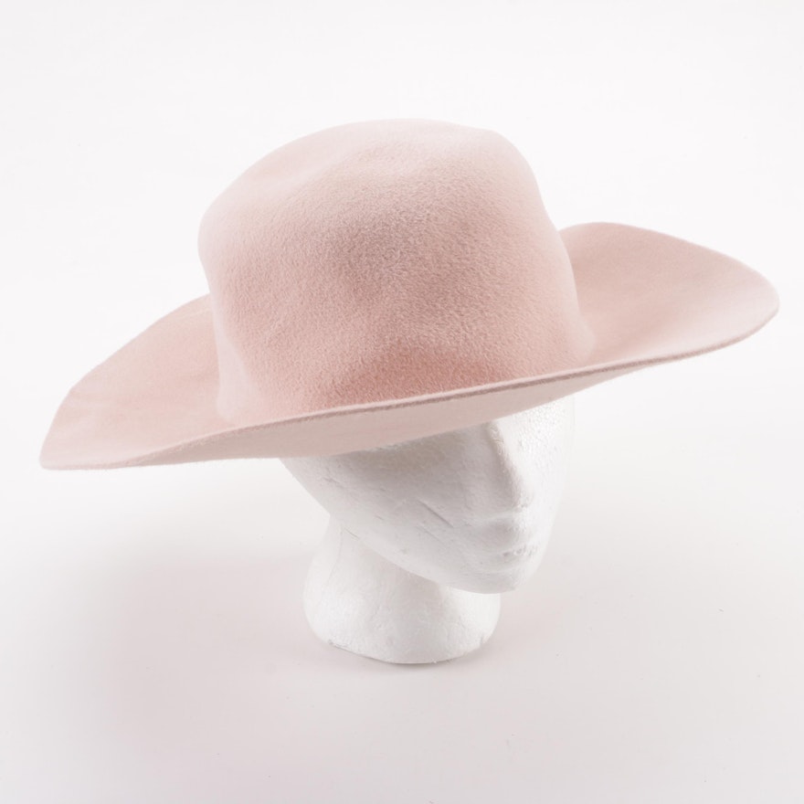 Agnes B. Light Pink Felted Wide Brim Hat